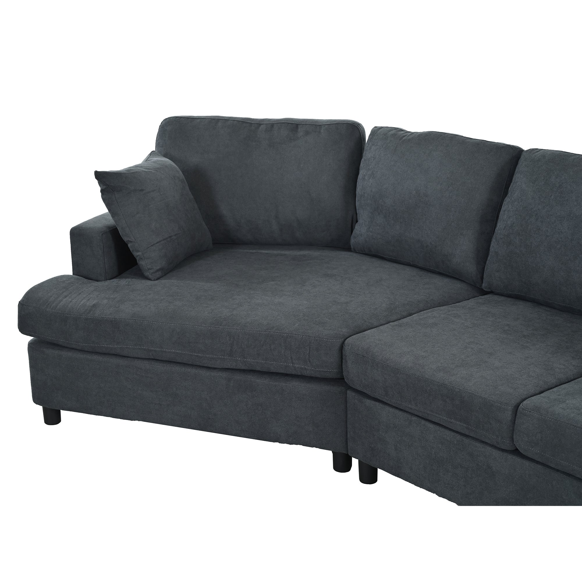 111.4" Polyester Square Arm Sofa and Pillows