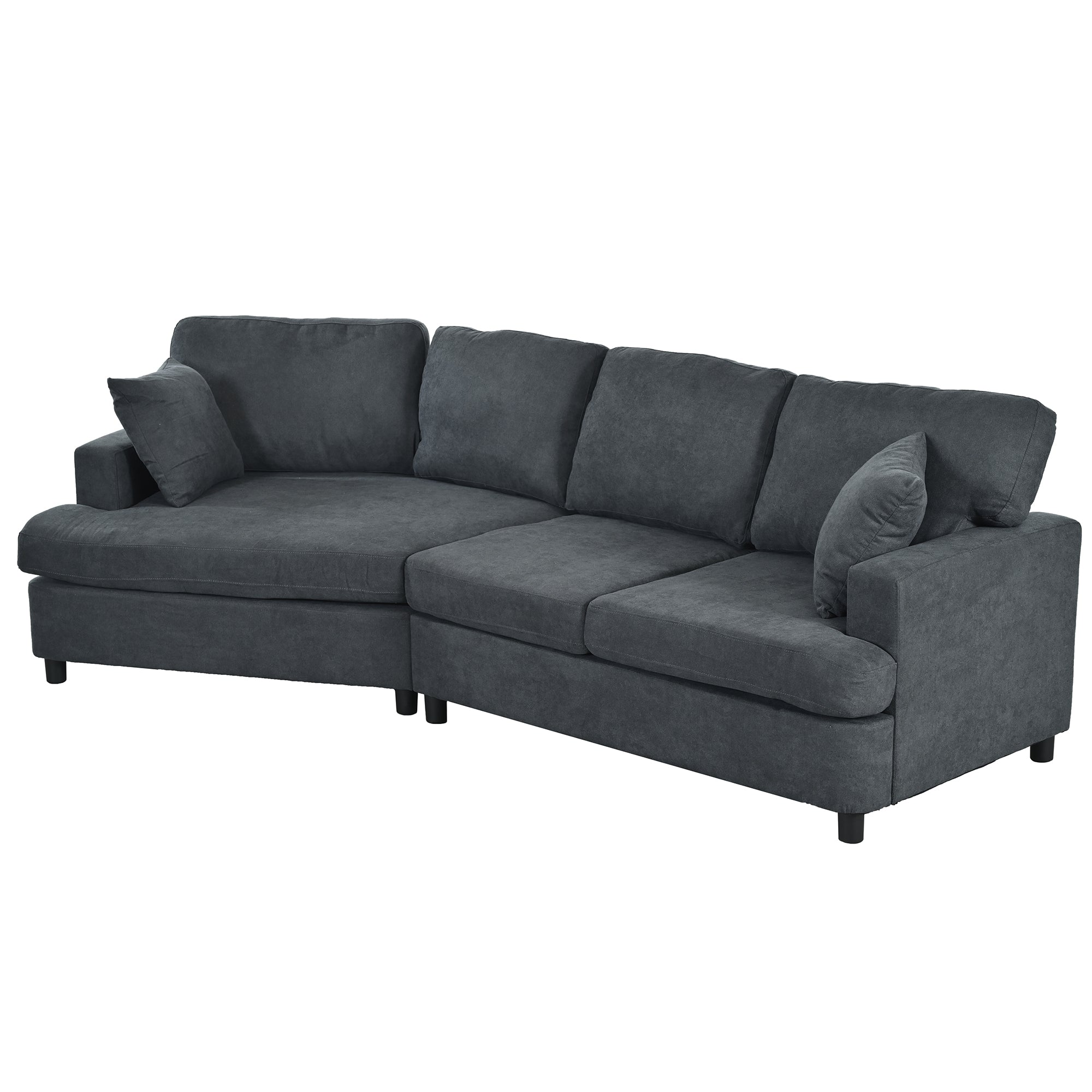 111.4" Polyester Square Arm Sofa and Pillows