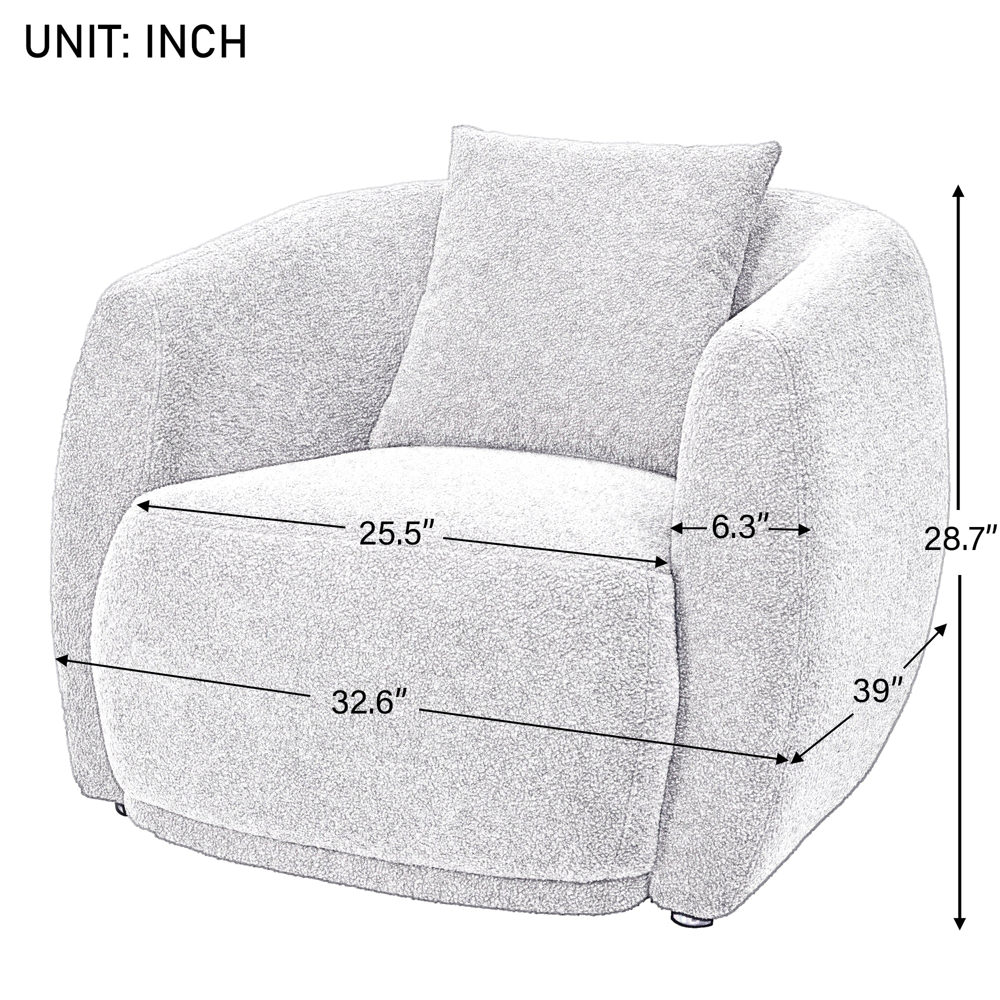 32.6" Polyester Modern Arm Chair and Pillow