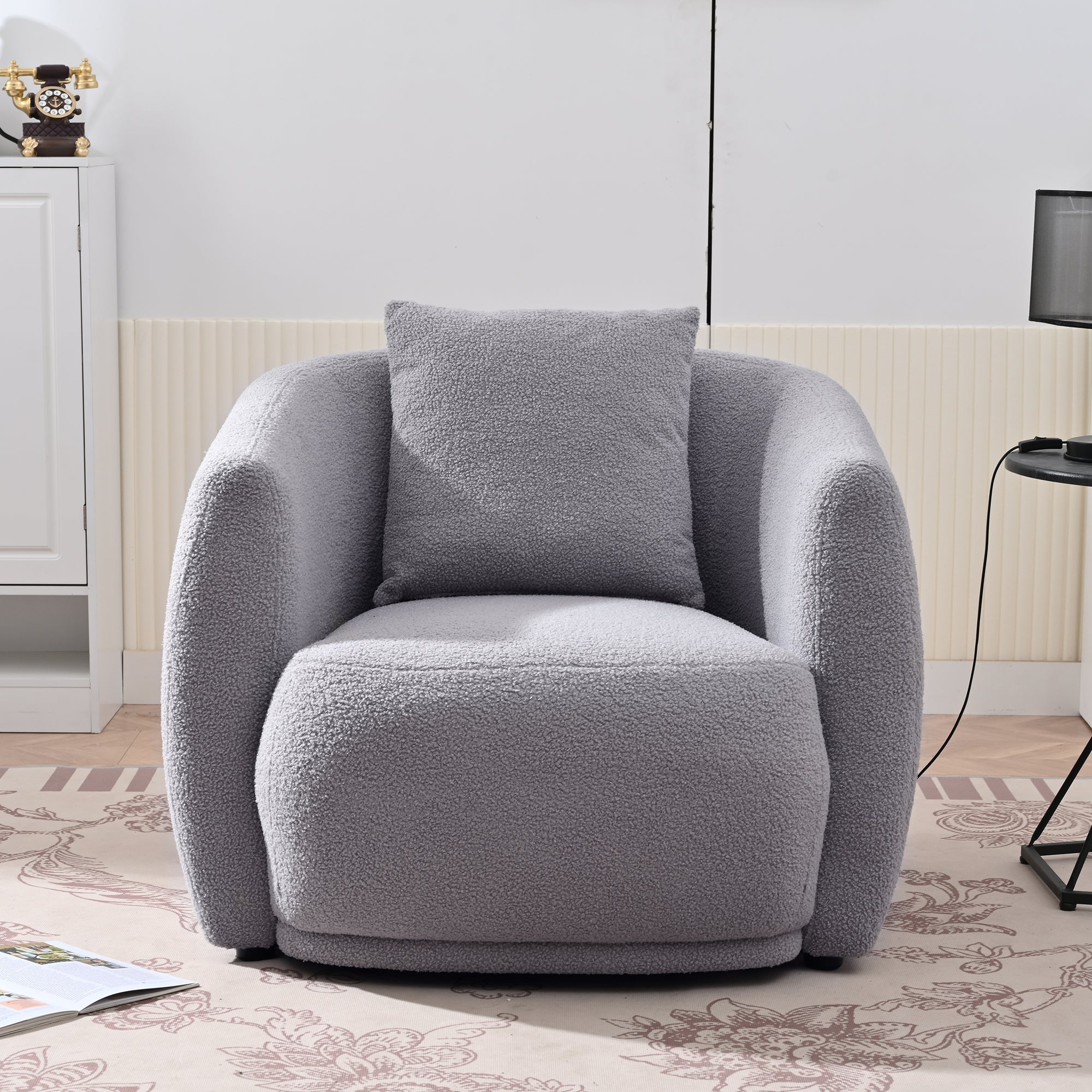 32.6" Polyester Modern Arm Chair and Pillow