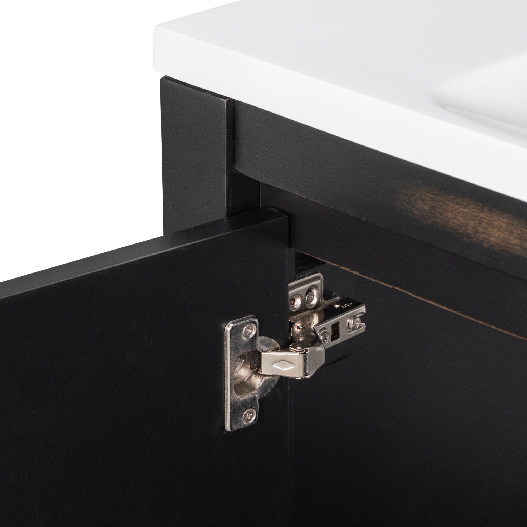 36 inch Freestanding Bath Vanity in Retro Espresso with White Resin Top