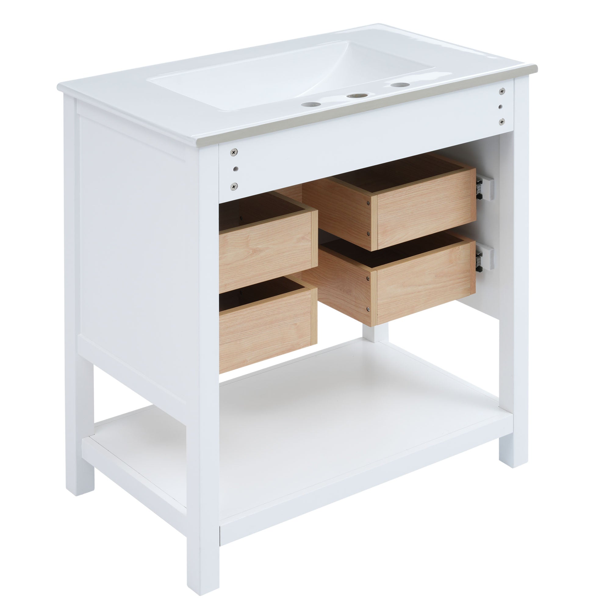 30 inch Freestanding Bathroom Vanity Set with Integrated Ceramic Sink