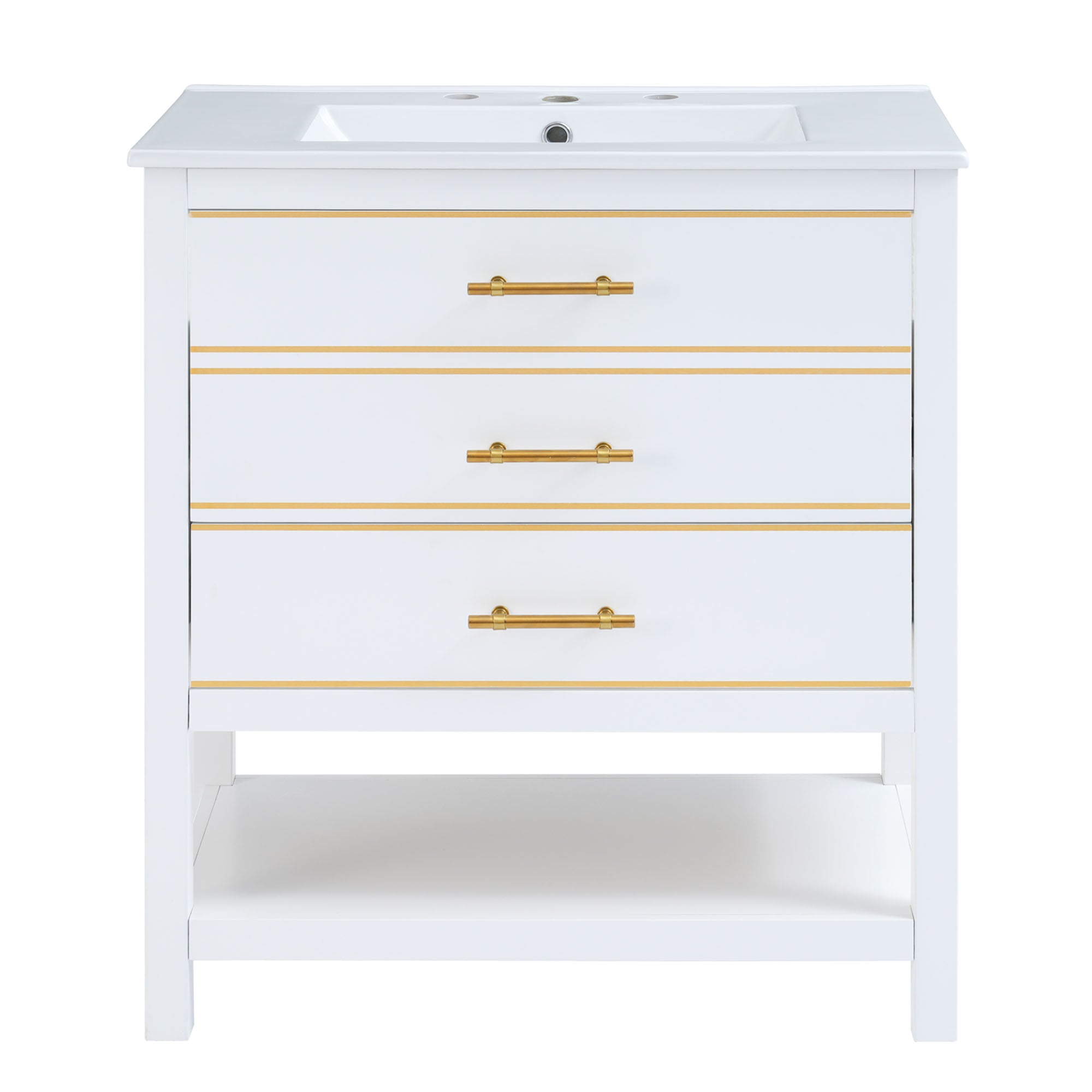 30 inch Freestanding Bathroom Vanity Set with Integrated Ceramic Sink