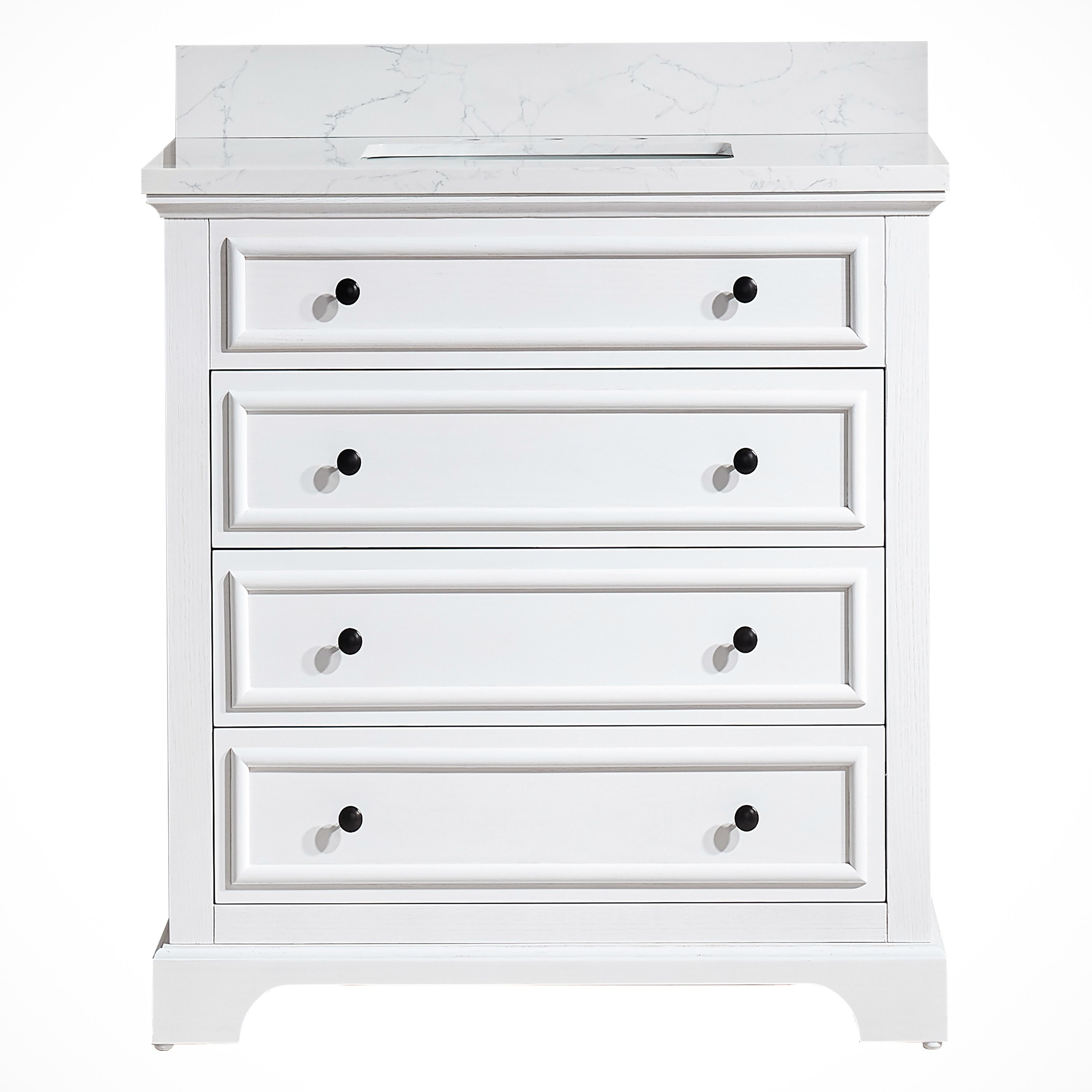36 inch Solid Wood Freestanding Bathroom Vanity in White with Ceramic Sink with Drain