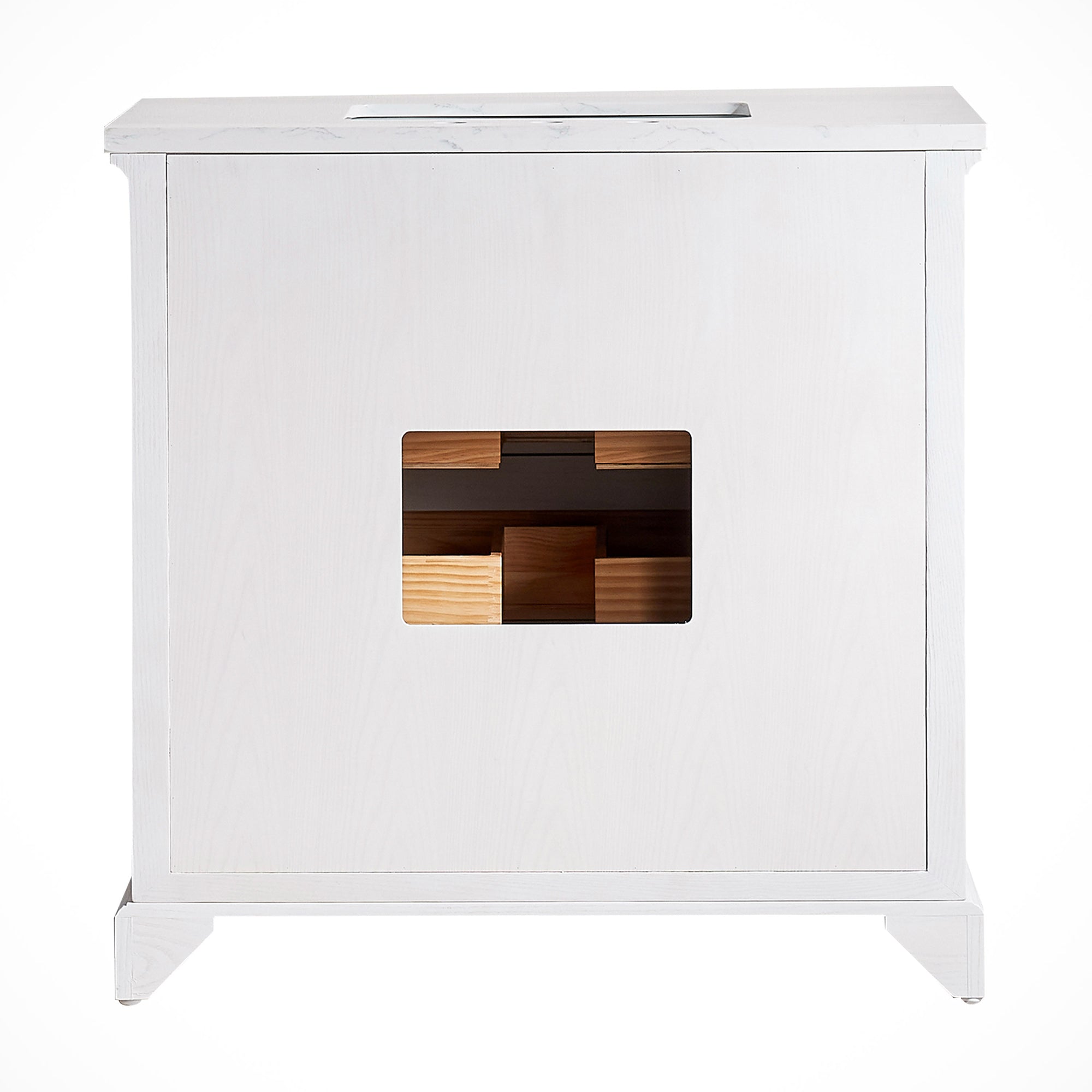 36 inch Solid Wood Freestanding Bathroom Vanity in White with Ceramic Sink with Drain