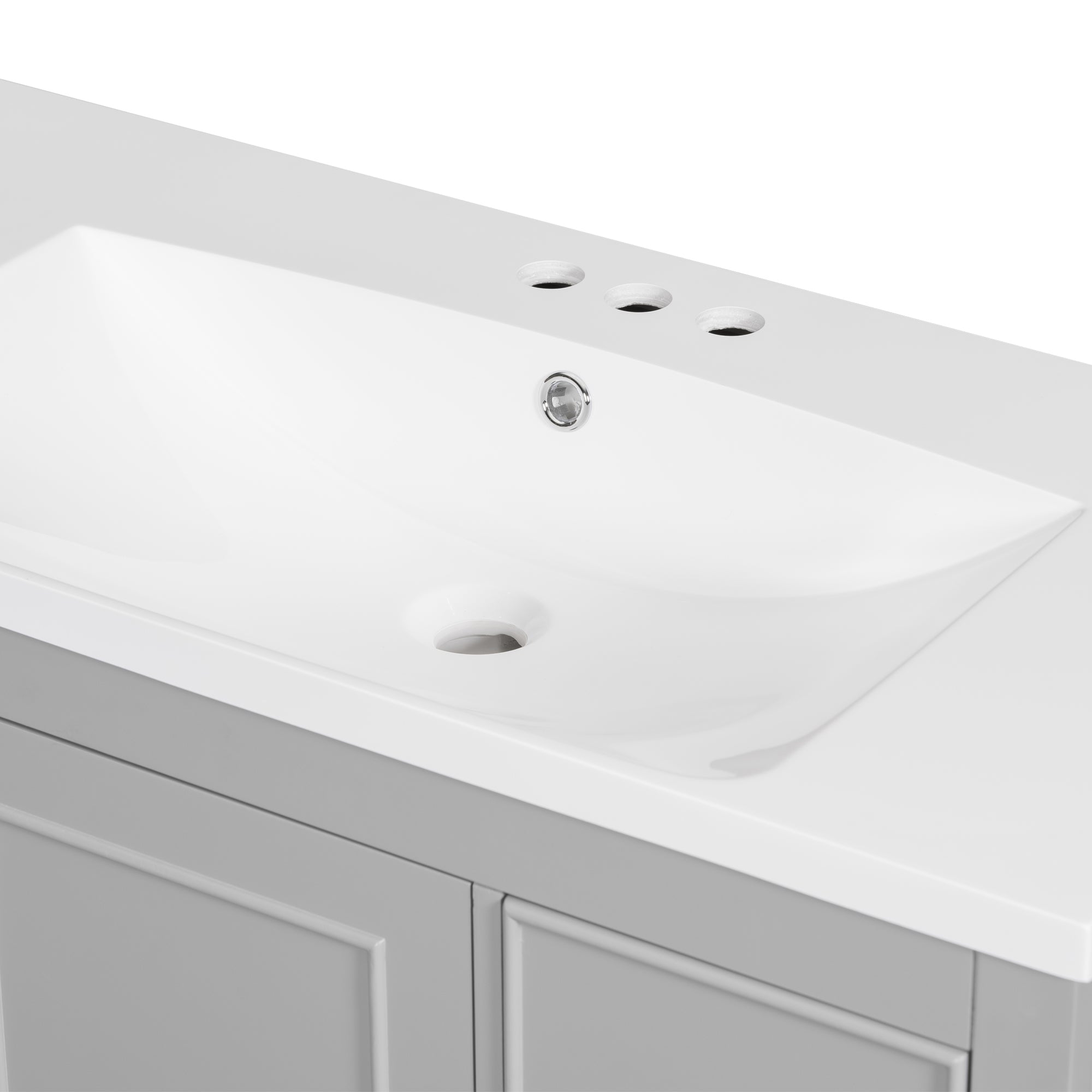 36 Inch Solid Wood Frame Freestanding Bathroom Vanity Set with Adjustable Shelf