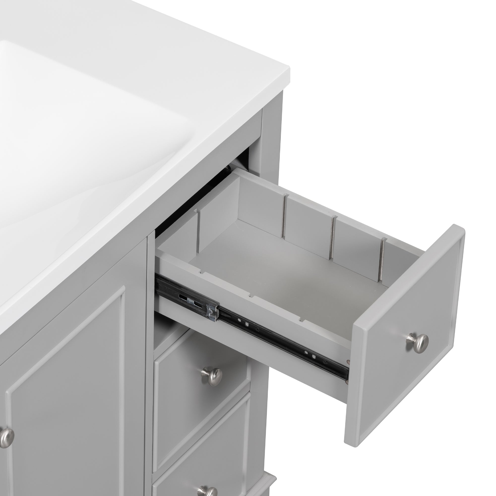 36 Inch Solid Wood Frame Freestanding Bathroom Vanity Set with Adjustable Shelf