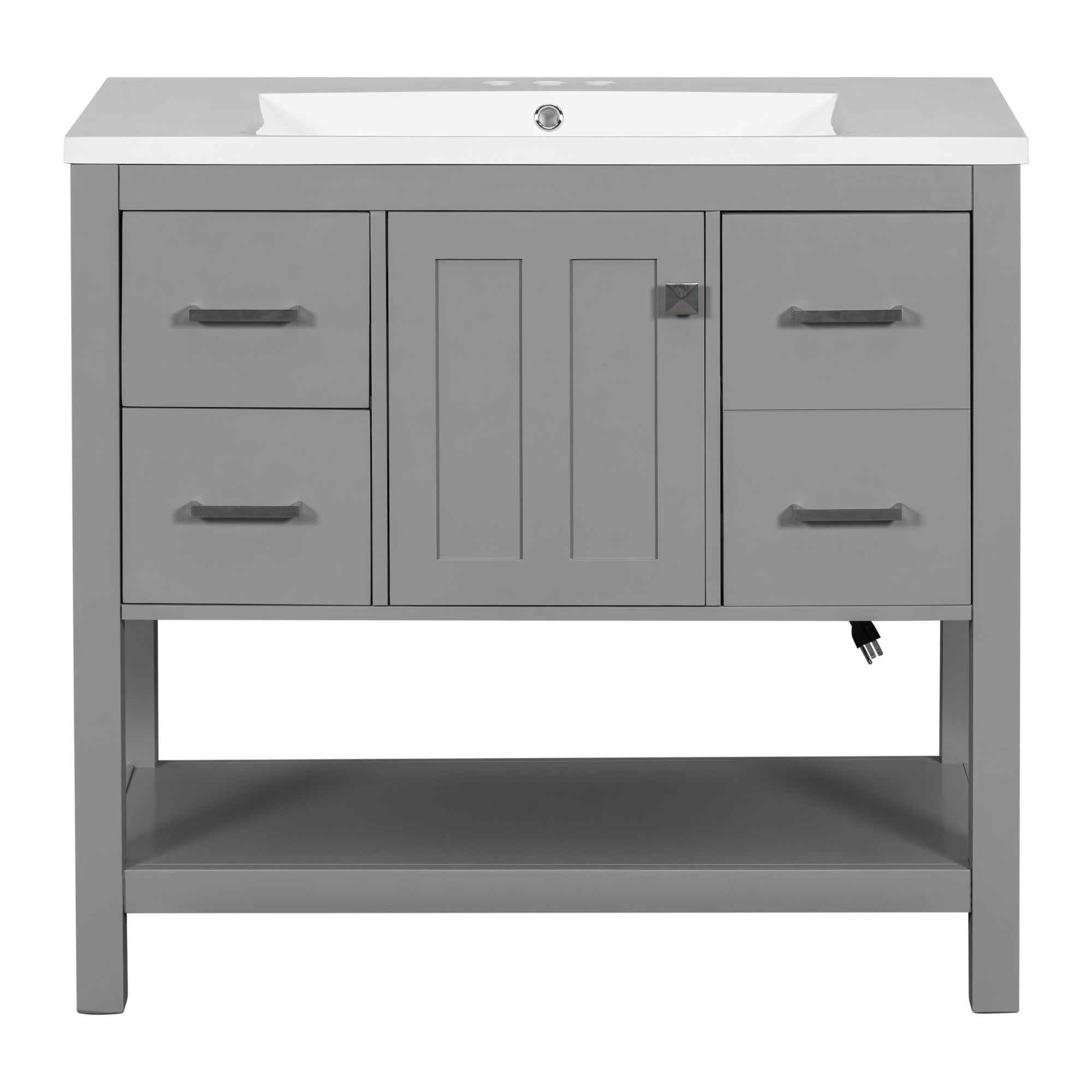 36 Inches Freestanding Bathroom Vanity with Resin Basin and Drawers