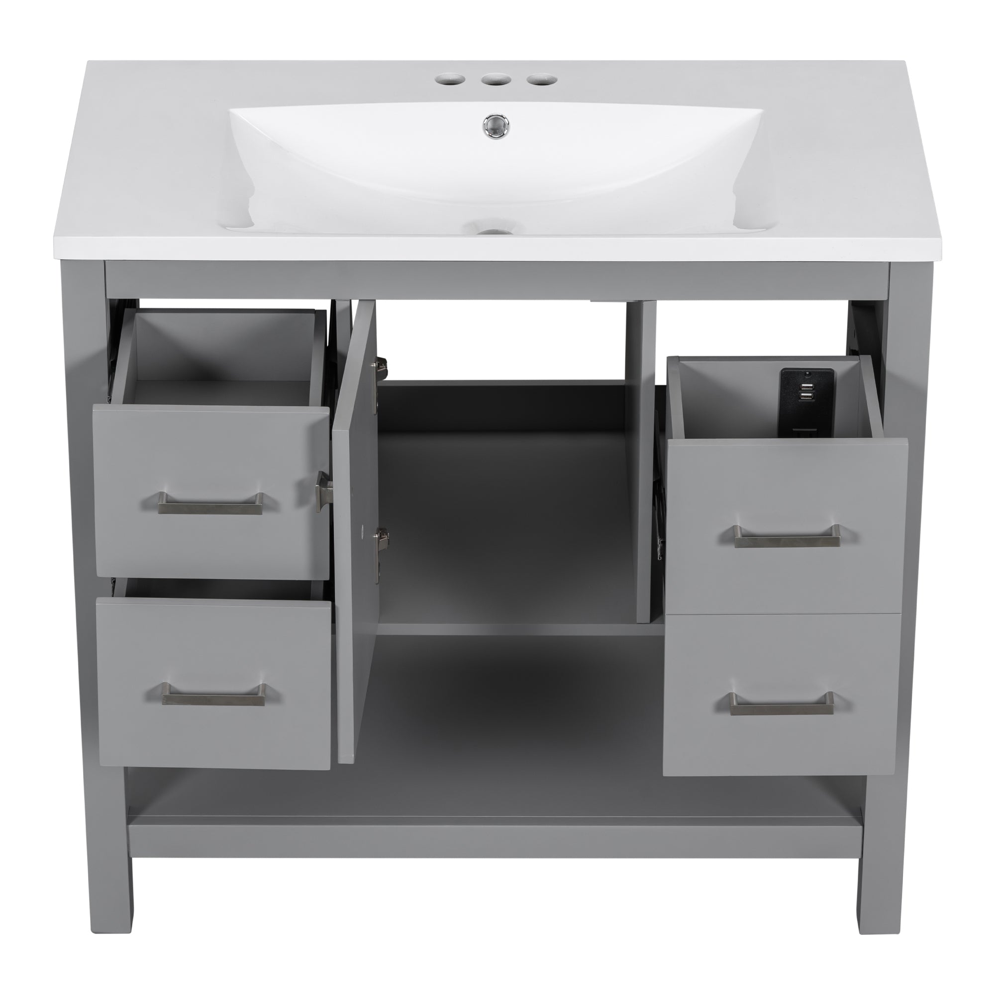 36 Inches Freestanding Bathroom Vanity with Resin Basin and Drawers