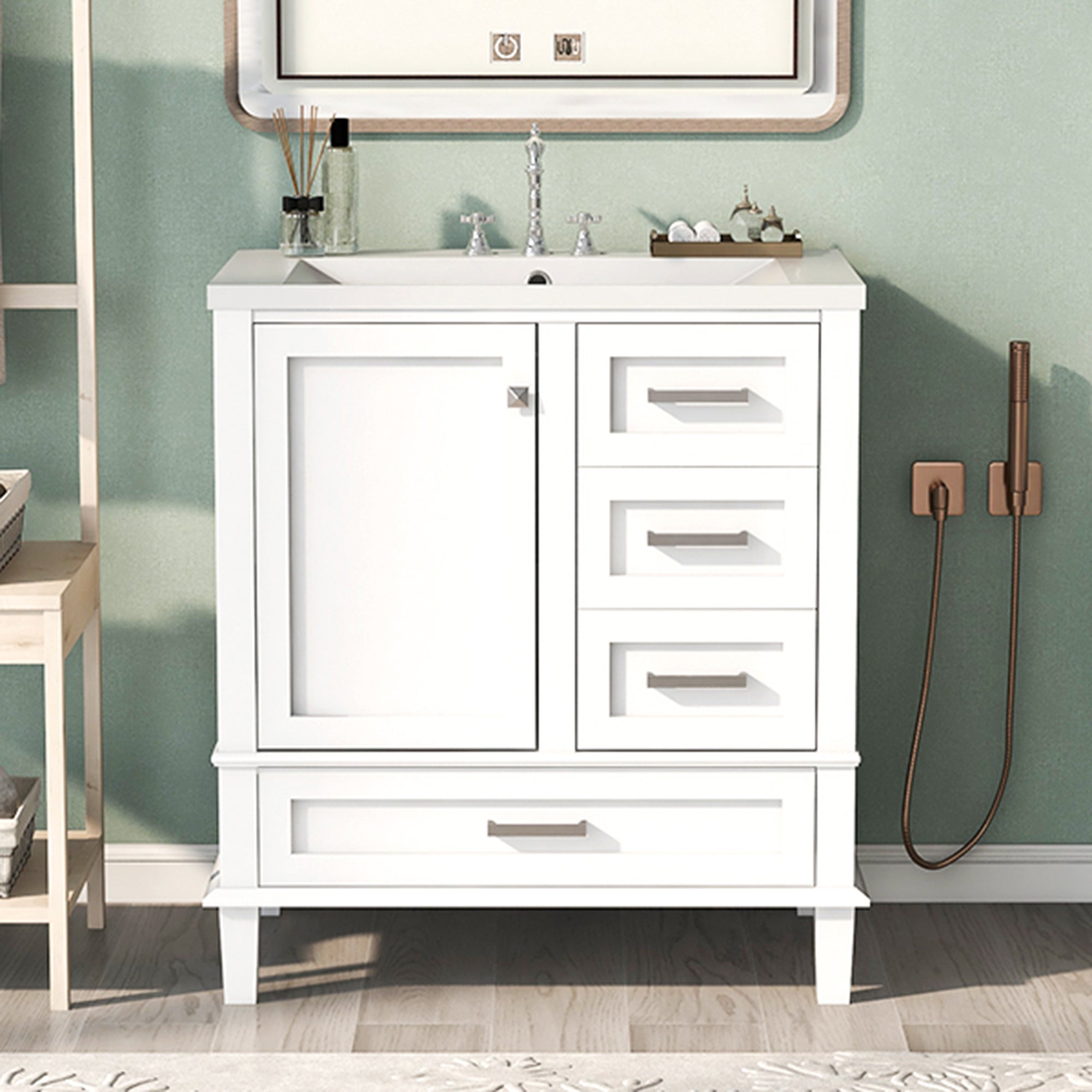 36 Inches Freestanding Bathroom Vanity with Resin Basin and Drawers