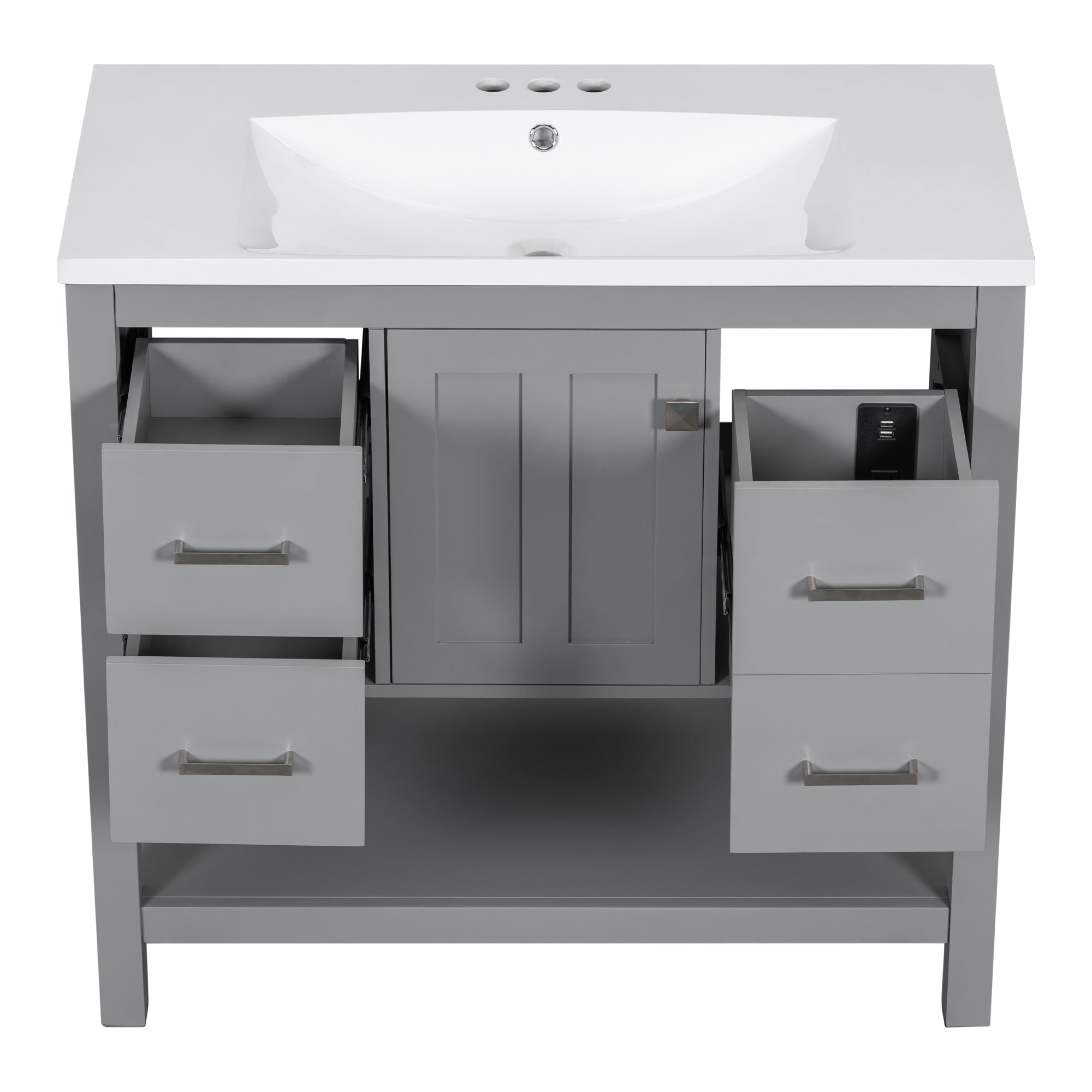 36 Inches Freestanding Bathroom Vanity with Resin Basin and Drawers