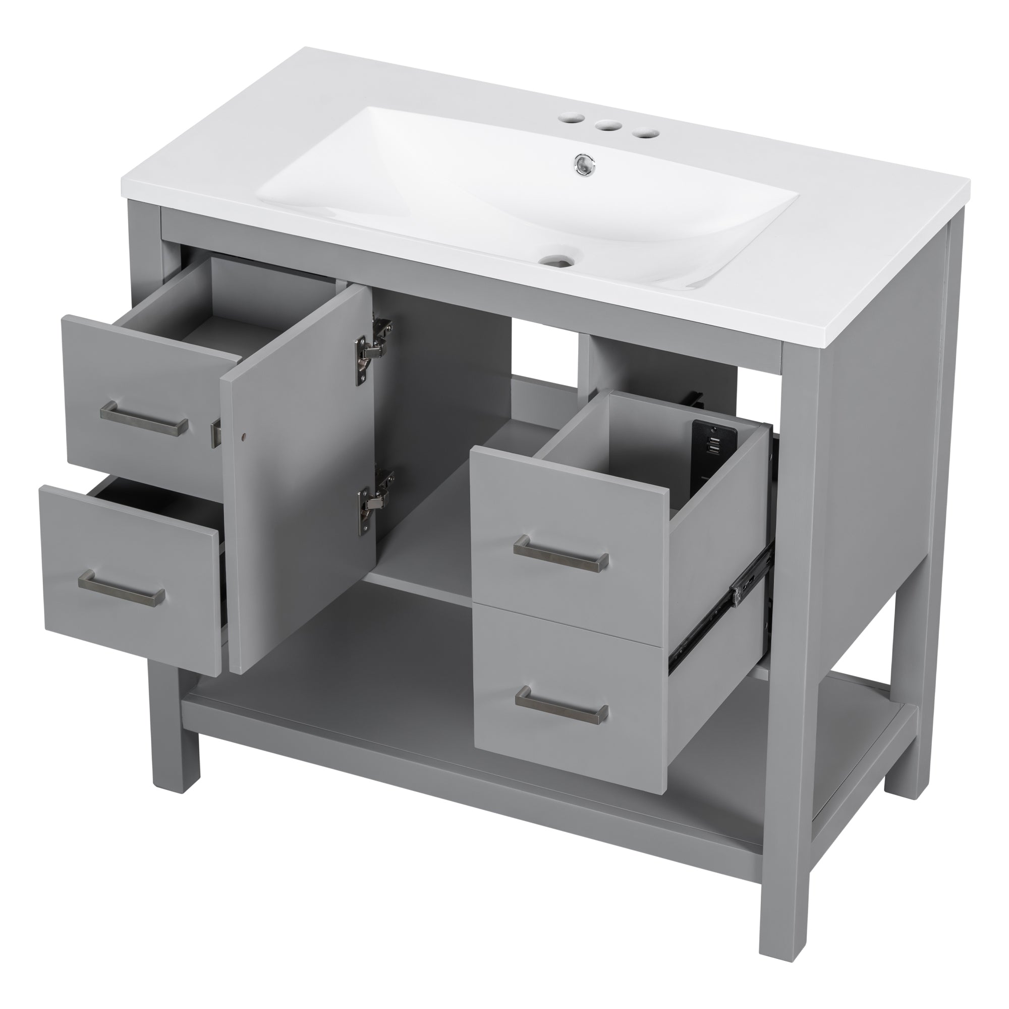 36 Inches Freestanding Bathroom Vanity with Resin Basin and Drawers
