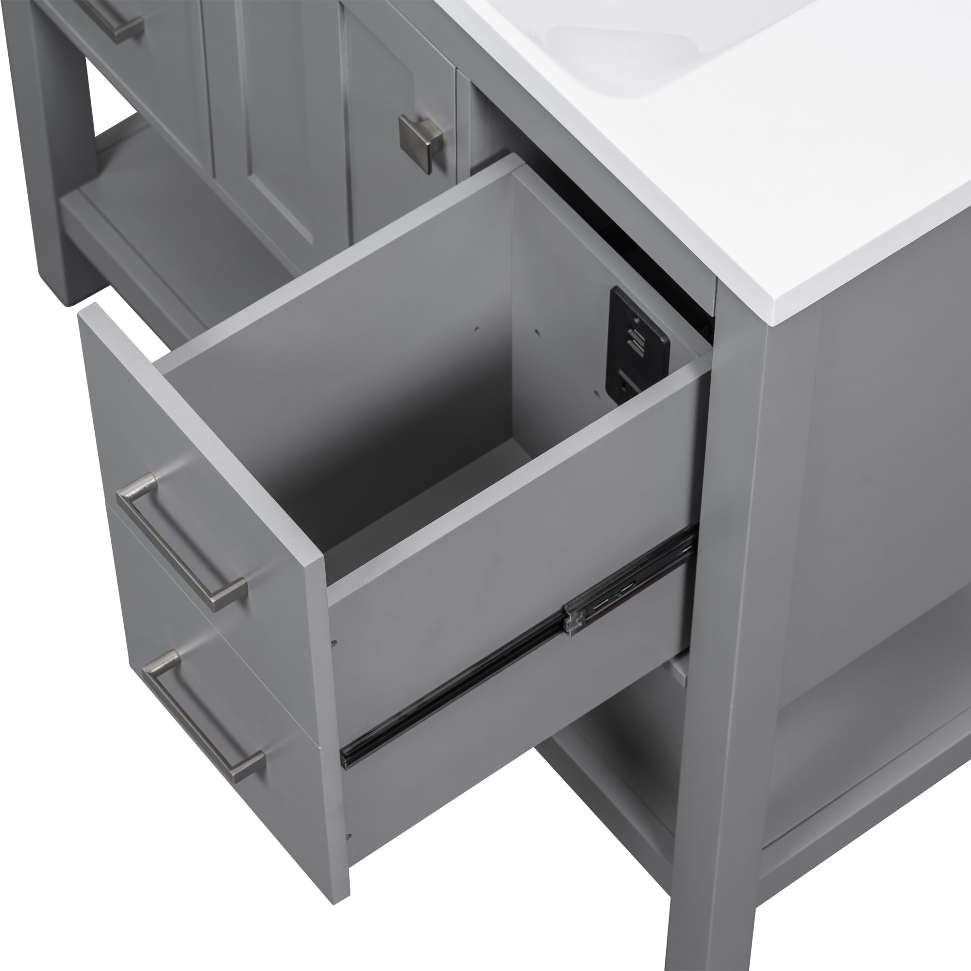 36 Inches Freestanding Bathroom Vanity with Resin Basin and Drawers