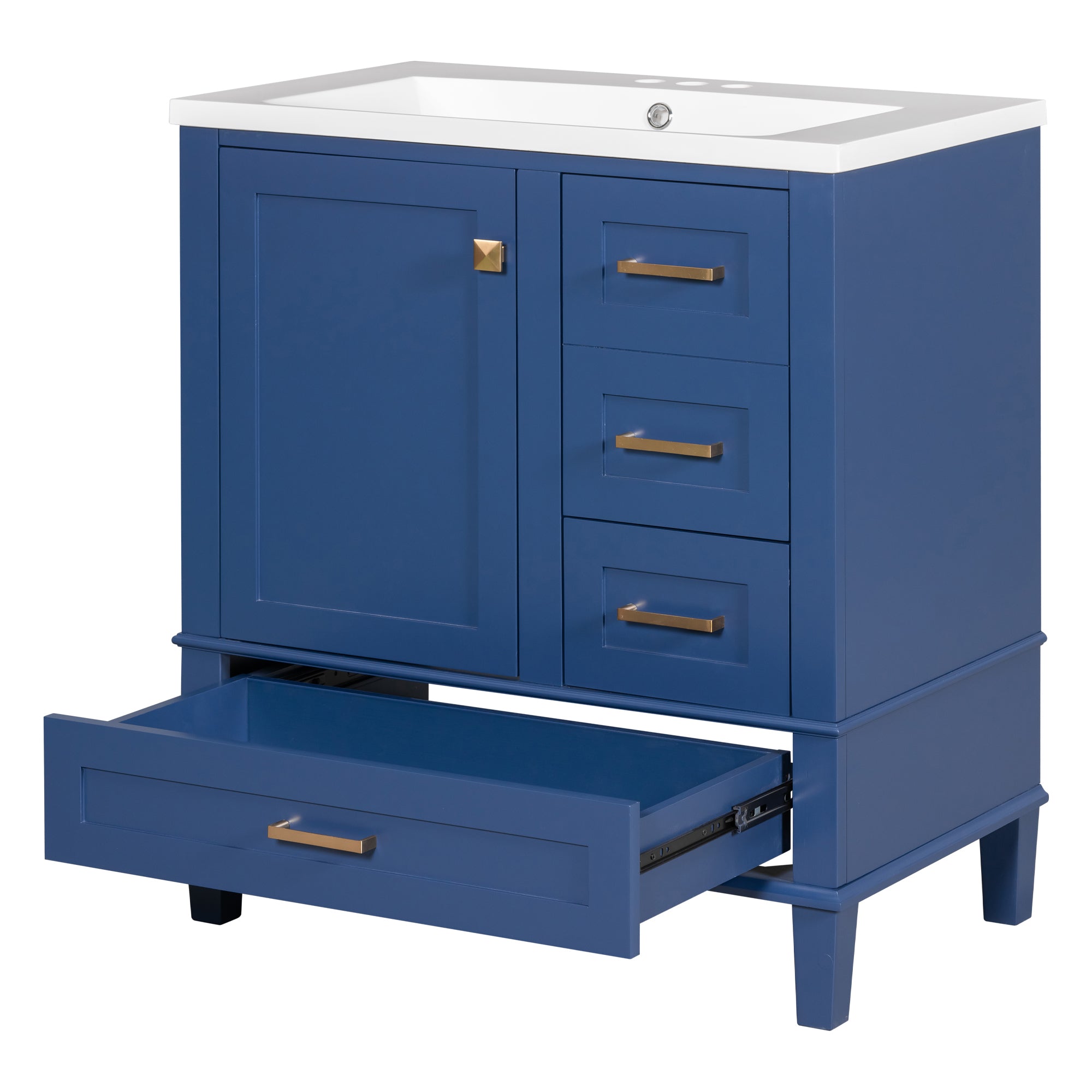 30 Inch Freestanding Bathroom Vanity Set with Integrated Resin Sink