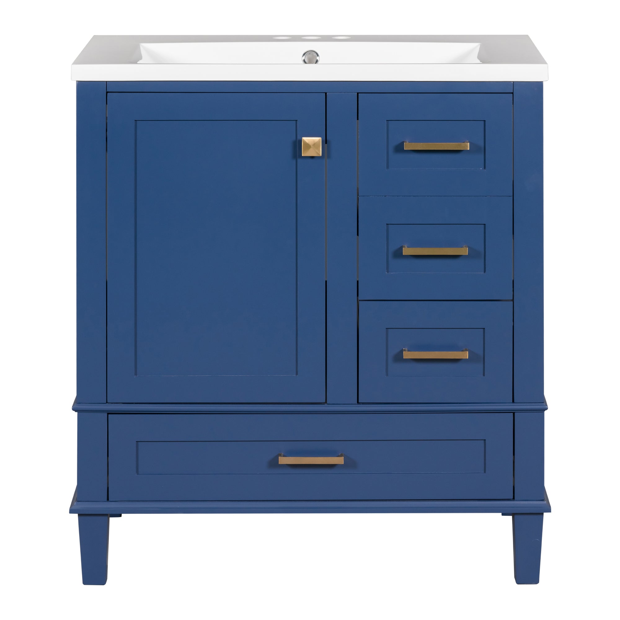30 Inch Freestanding Bathroom Vanity Set with Integrated Resin Sink