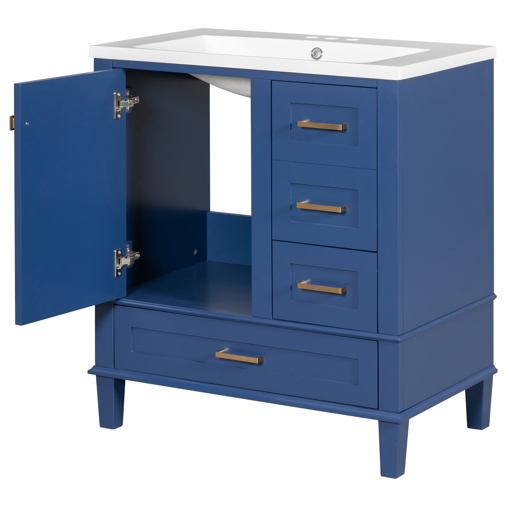 30 Inch Freestanding Bathroom Vanity Set with Integrated Resin Sink