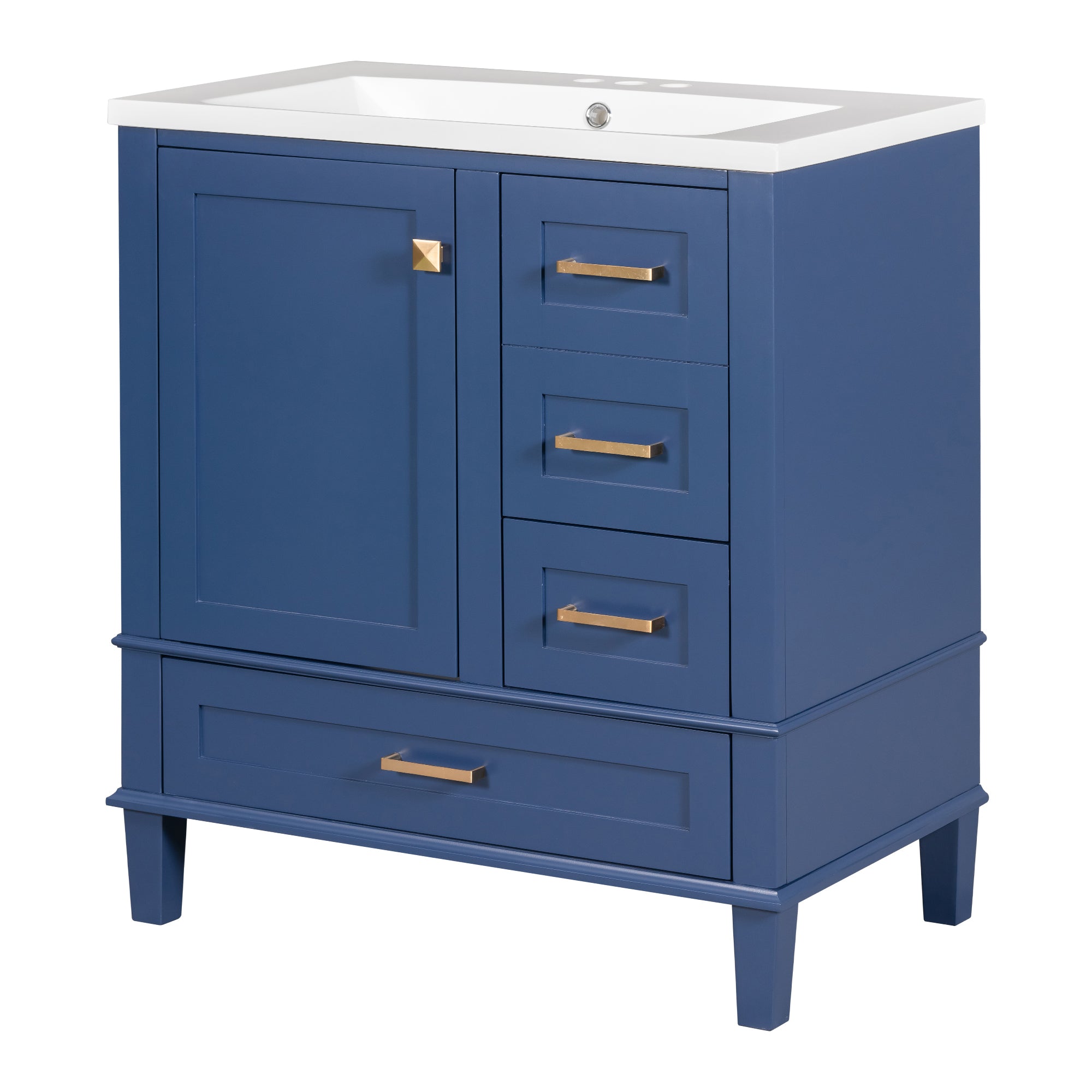 30 Inch Freestanding Bathroom Vanity Set with Integrated Resin Sink