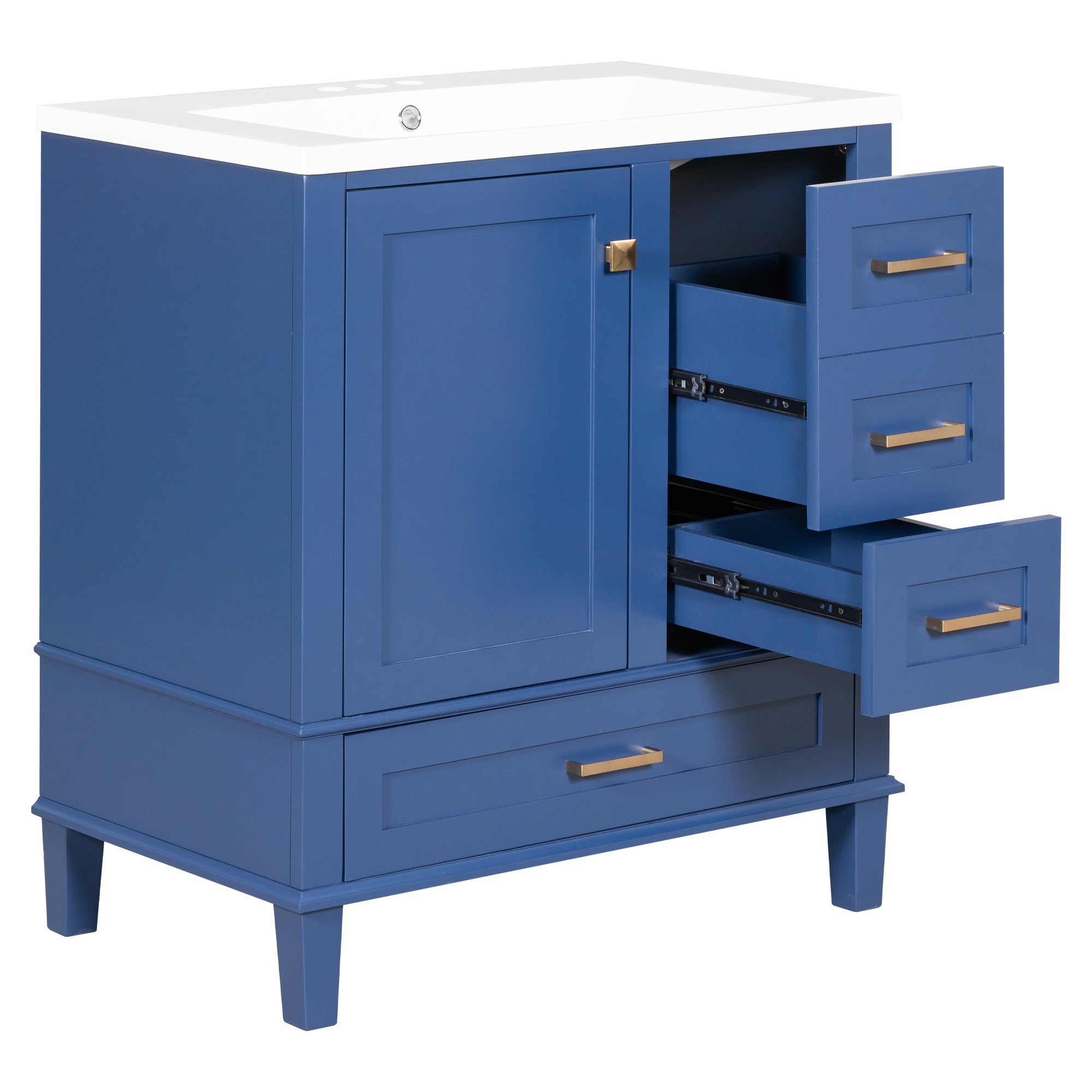 30 Inch Freestanding Bathroom Vanity Set with Integrated Resin Sink