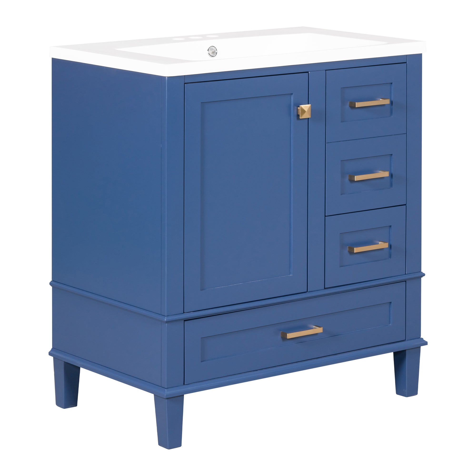 30 Inch Freestanding Bathroom Vanity Set with Integrated Resin Sink
