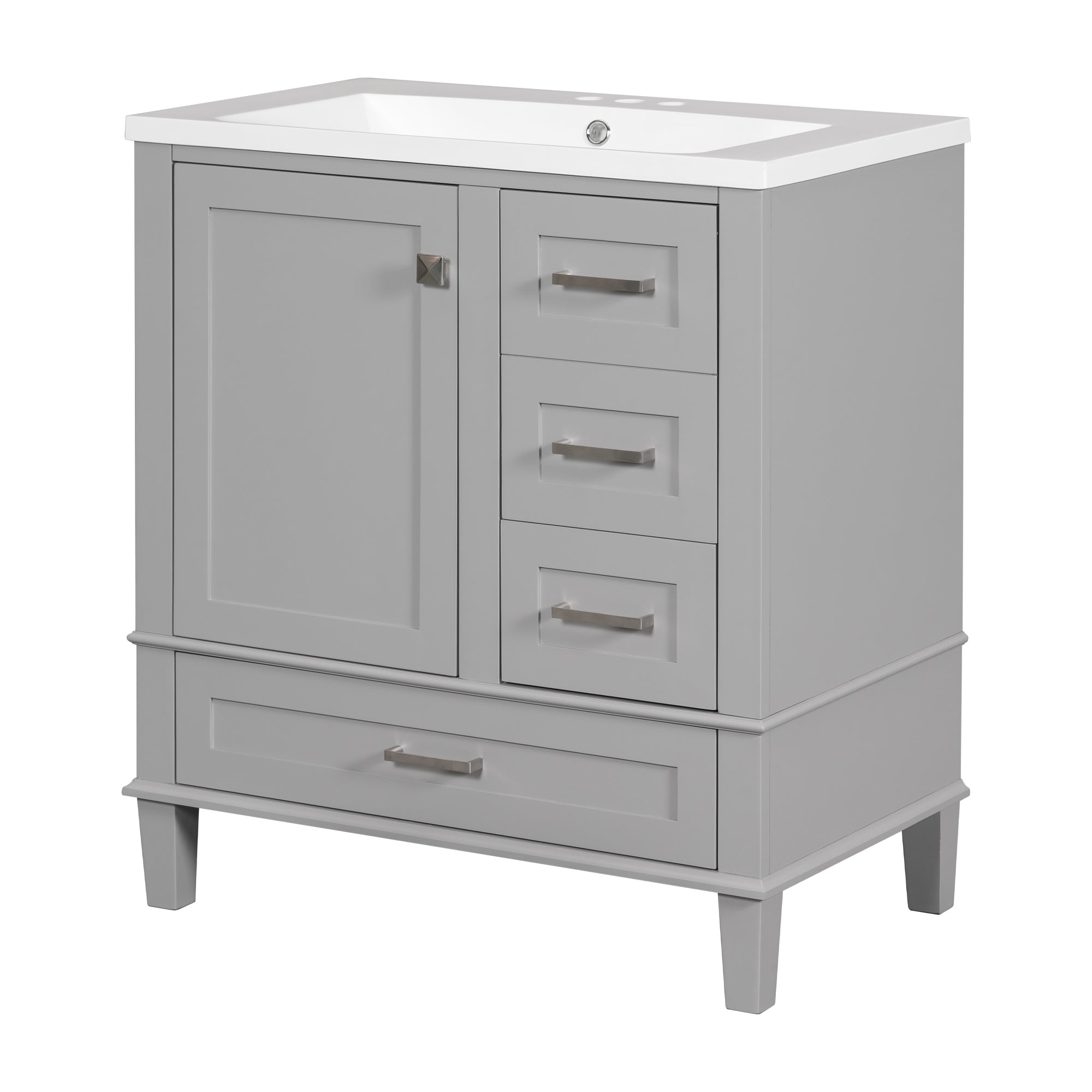 30 Inch Freestanding Bathroom Vanity Set with Integrated Resin Sink