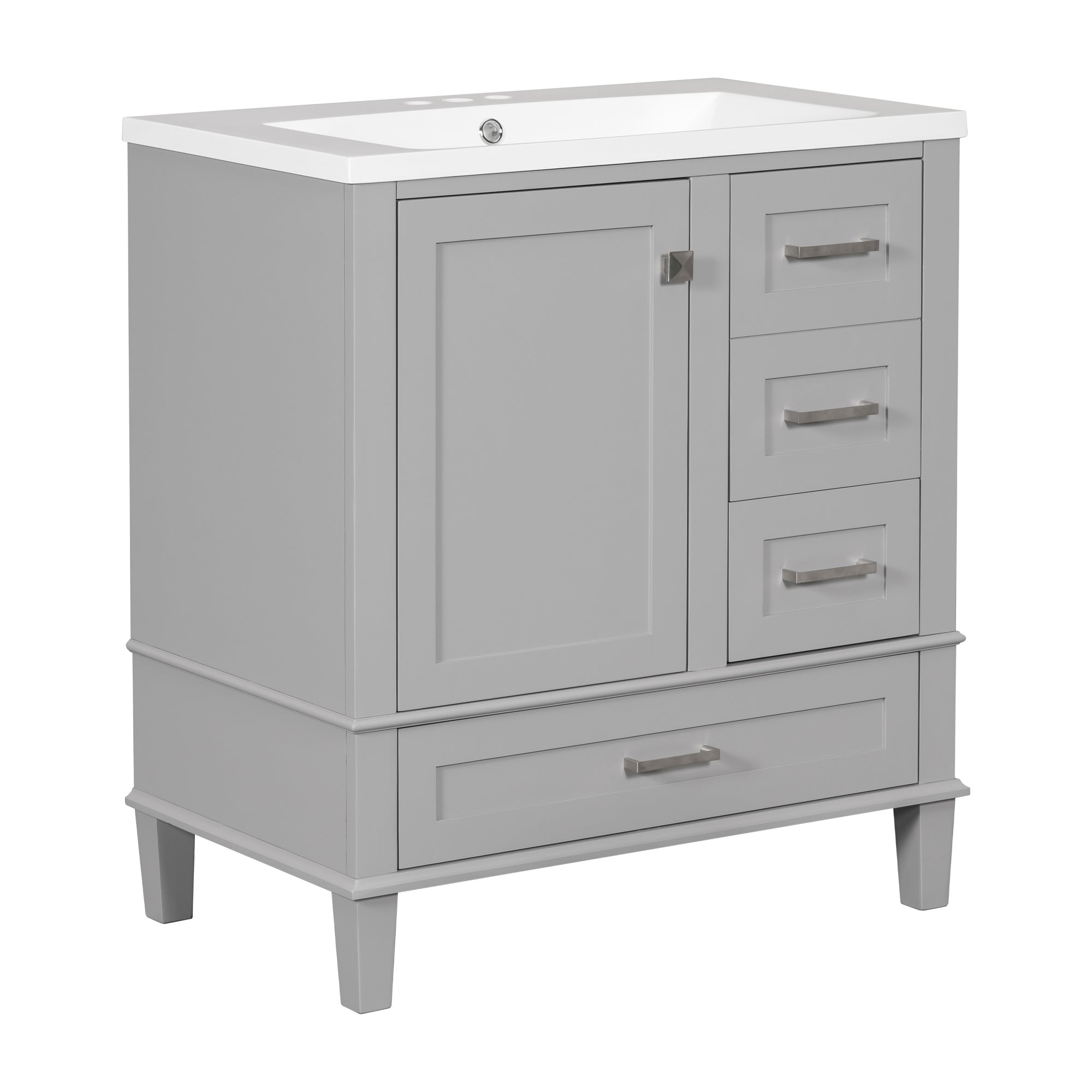 30 Inch Freestanding Bathroom Vanity Set with Integrated Resin Sink