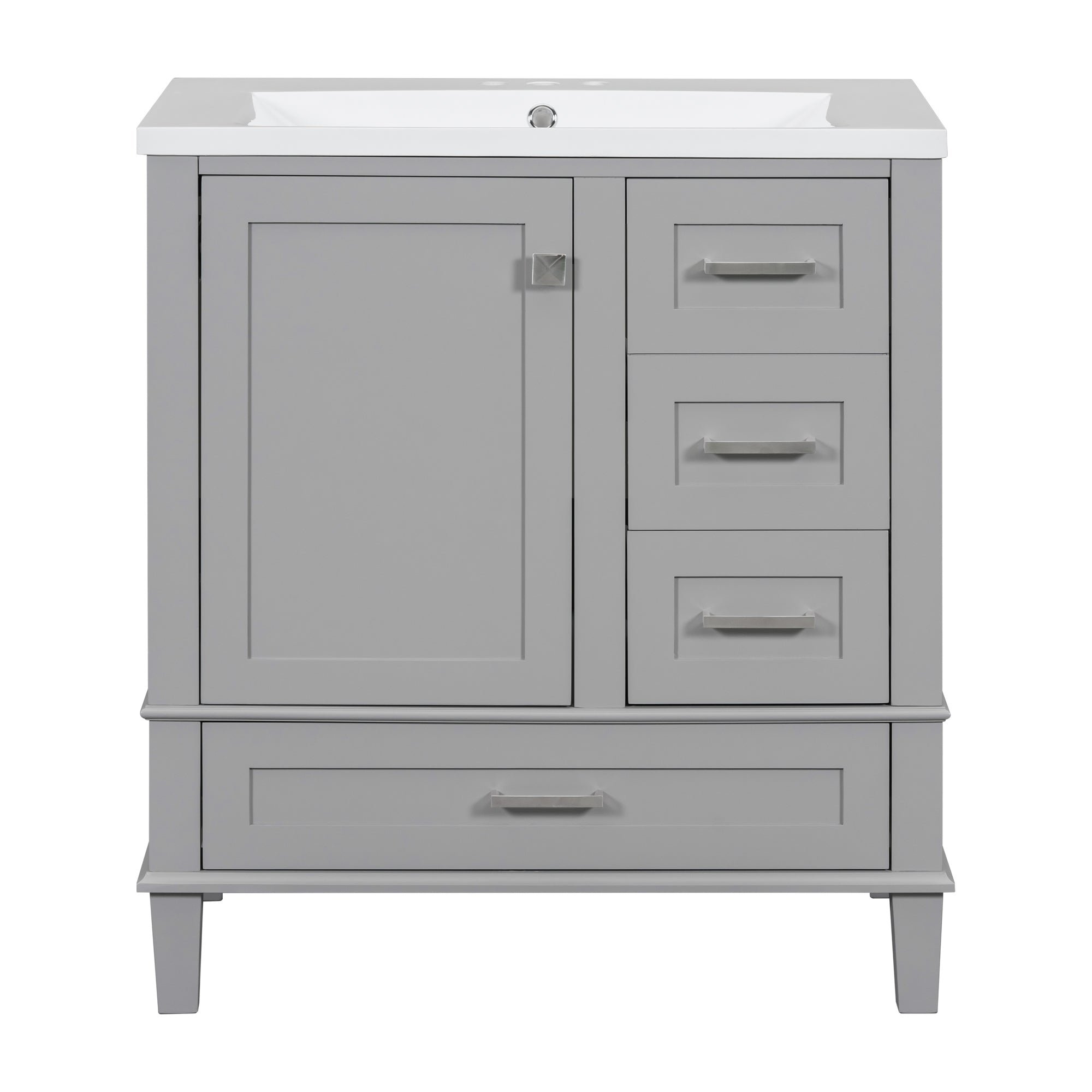 30 Inch Freestanding Bathroom Vanity Set with Integrated Resin Sink