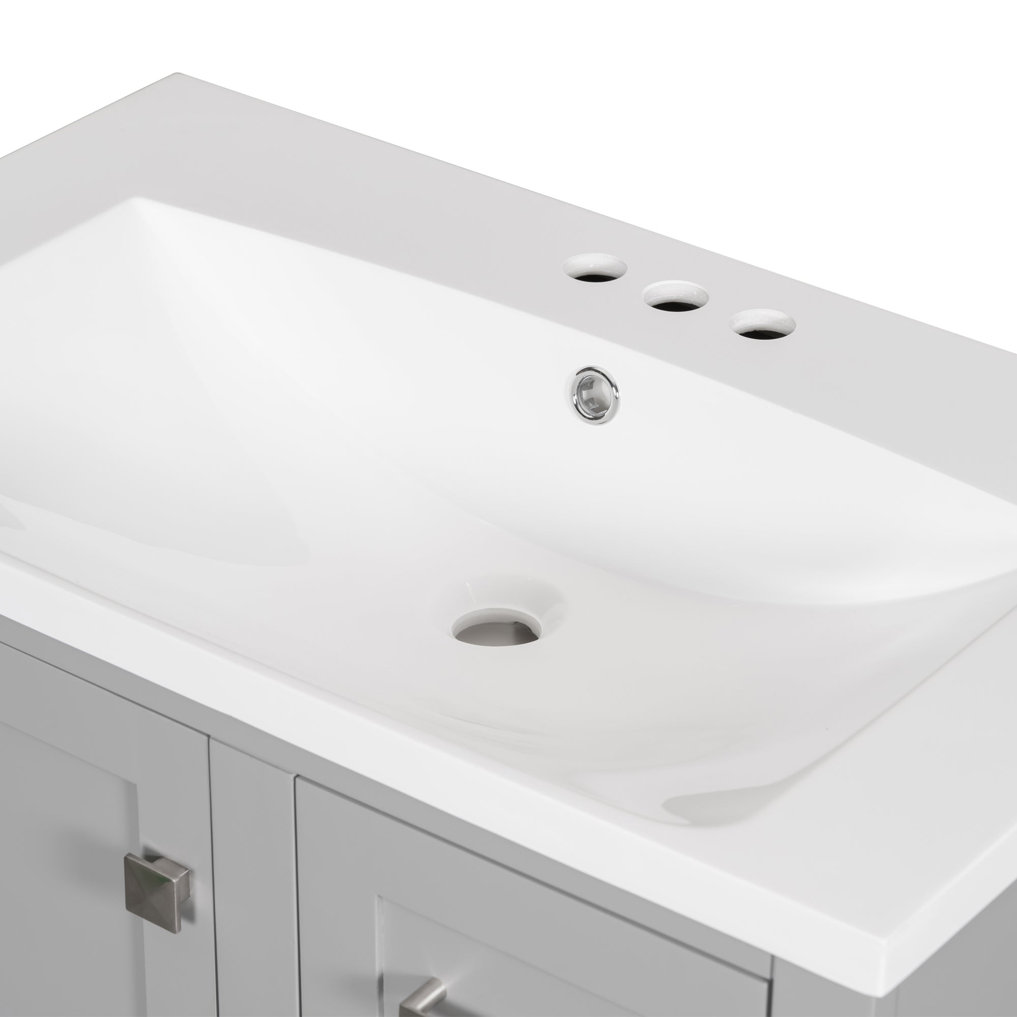 30 Inch Freestanding Bathroom Vanity Set with Integrated Resin Sink