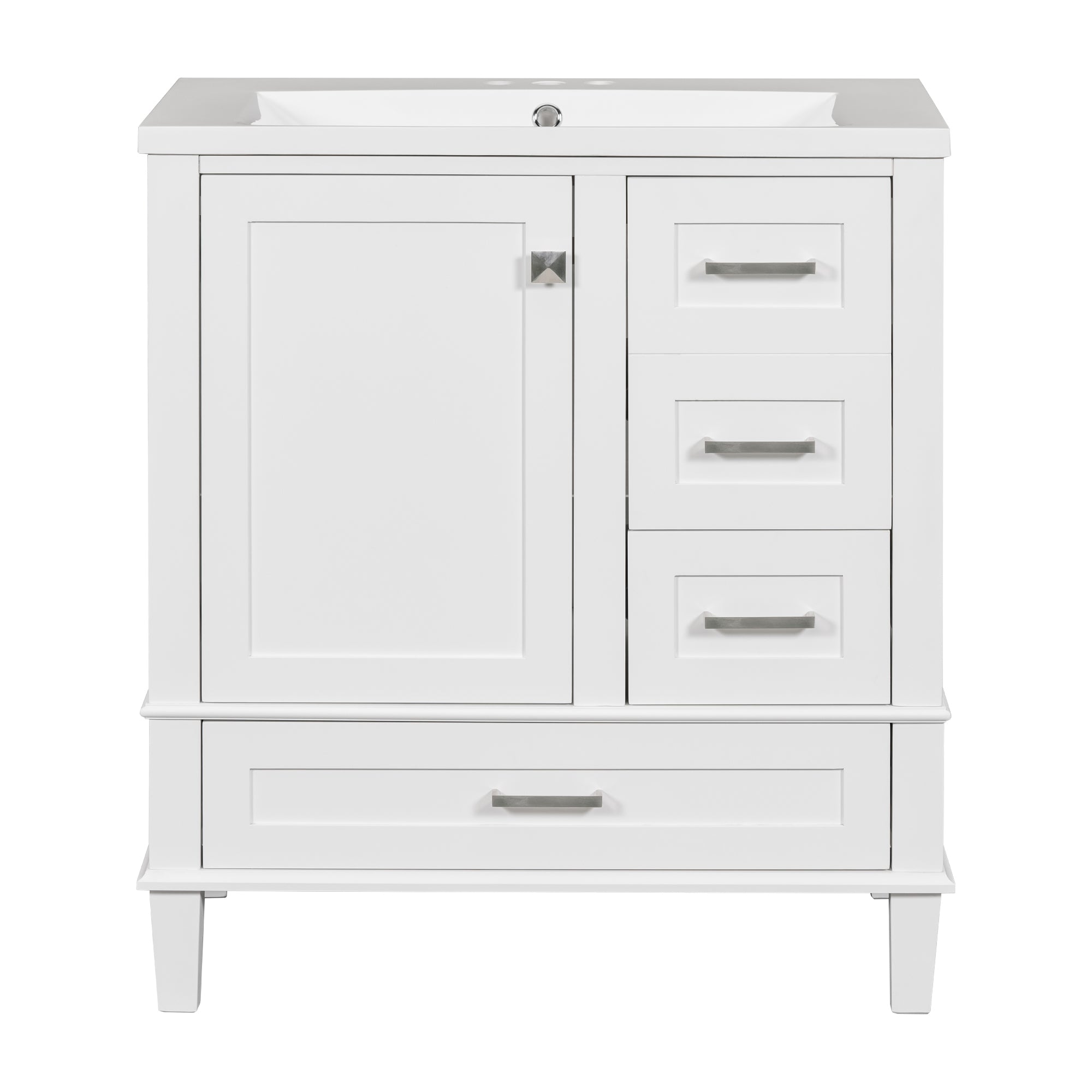 30 Inch Freestanding Bathroom Vanity Set with Integrated Resin Sink