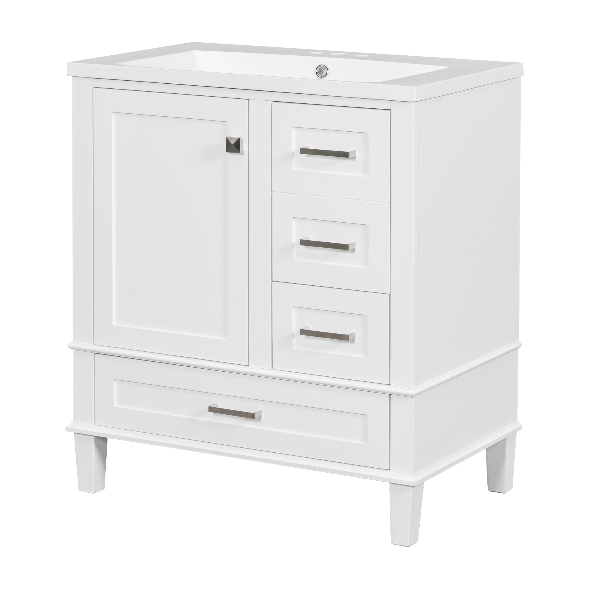 30 Inch Freestanding Bathroom Vanity Set with Integrated Resin Sink