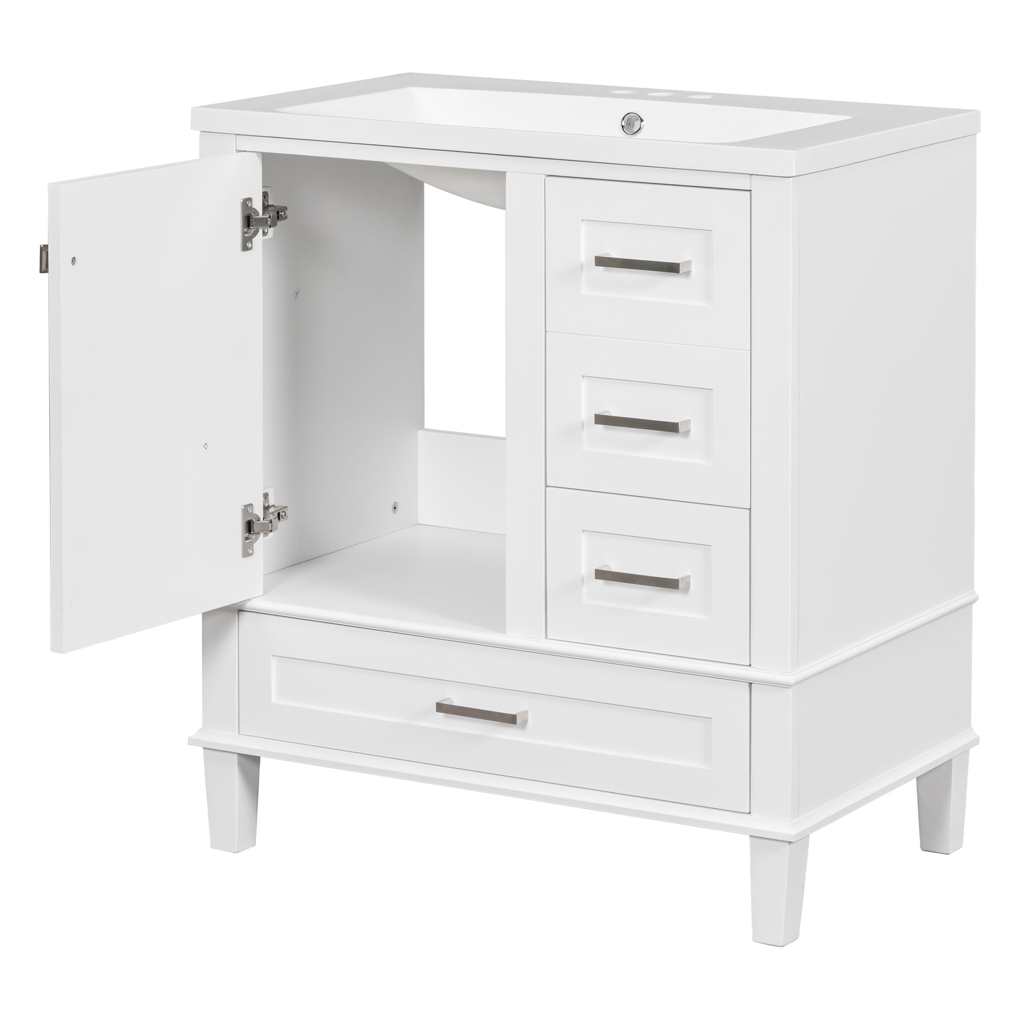 30 Inch Freestanding Bathroom Vanity Set with Integrated Resin Sink