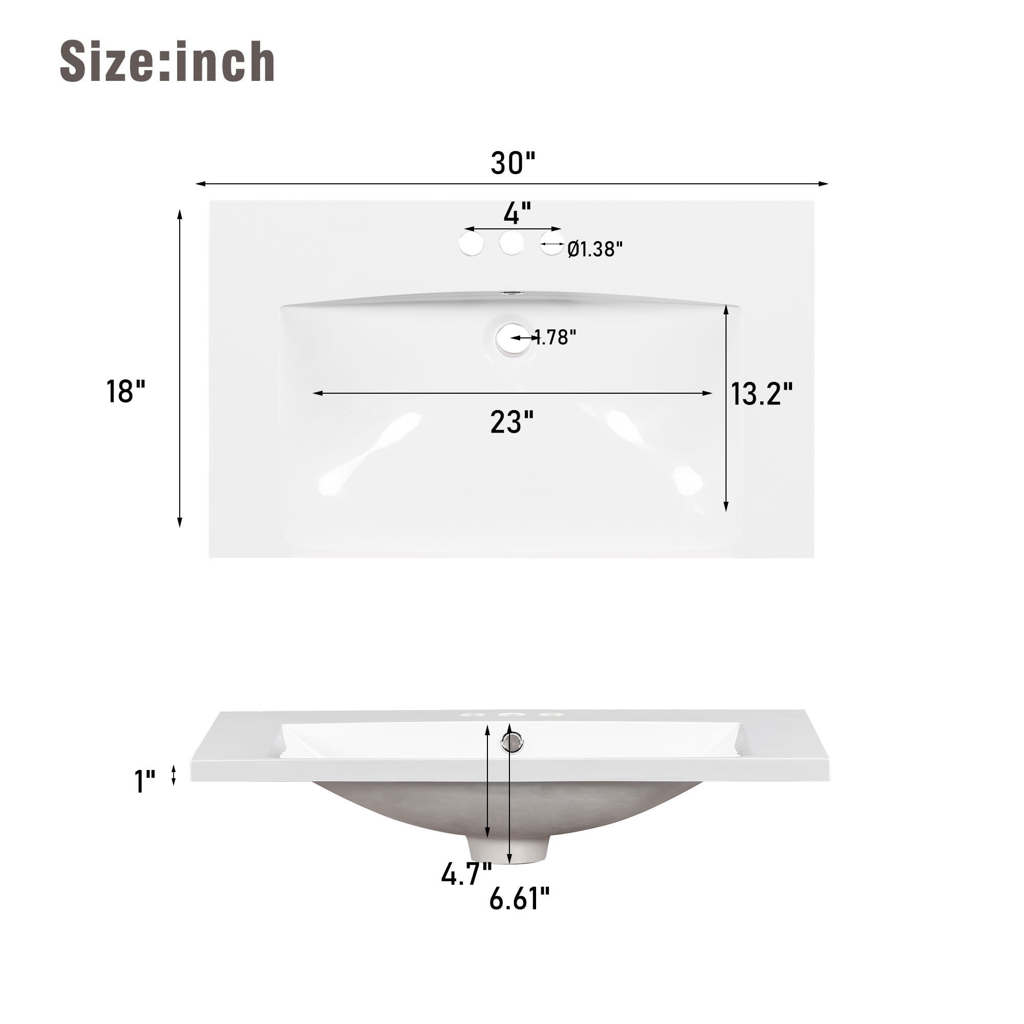 30 Inch Freestanding Bathroom Vanity Set with Integrated Resin Sink