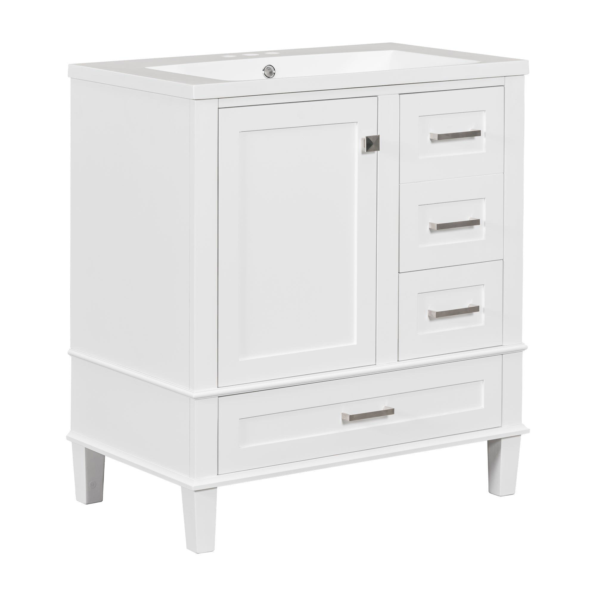 30 Inch Freestanding Bathroom Vanity Set with Integrated Resin Sink