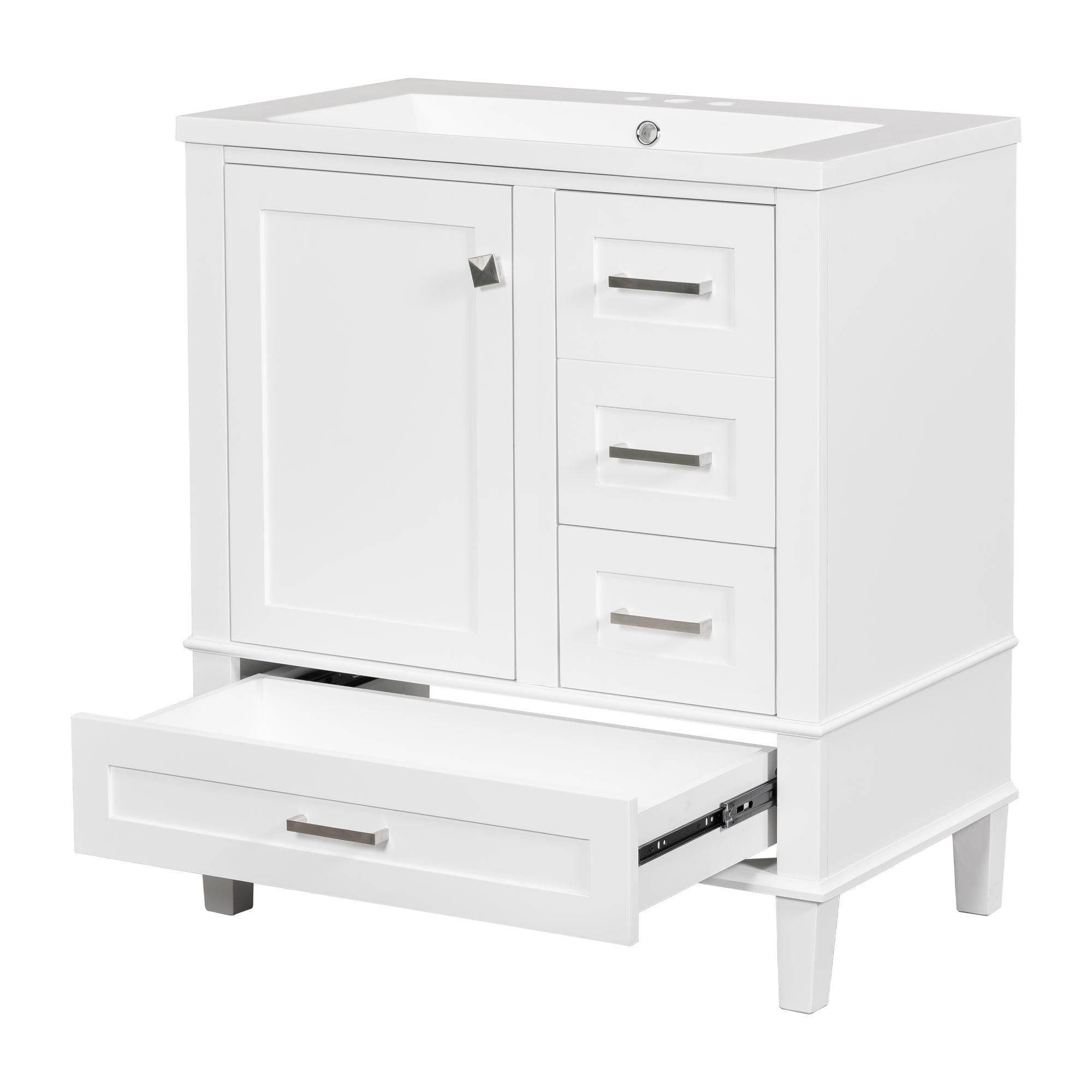30 Inch Freestanding Bathroom Vanity Set with Integrated Resin Sink