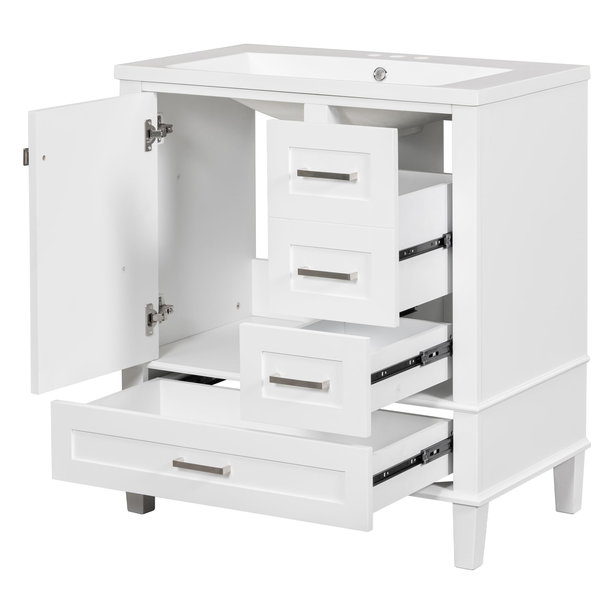 30 Inch Freestanding Bathroom Vanity Set with Integrated Resin Sink