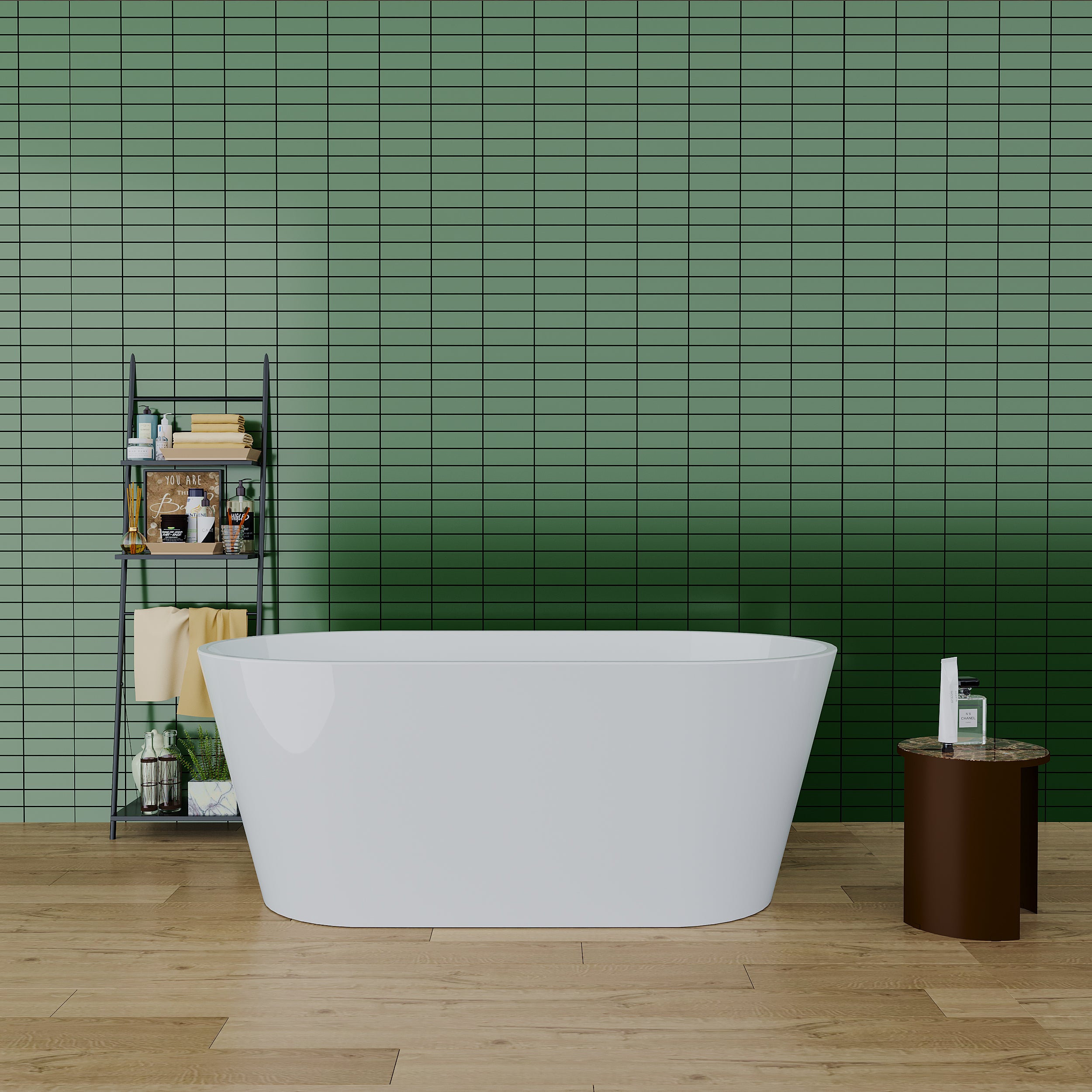 55"/59"/63"/67" Acrylic Freestanding Soaking Bathtub with Drain
