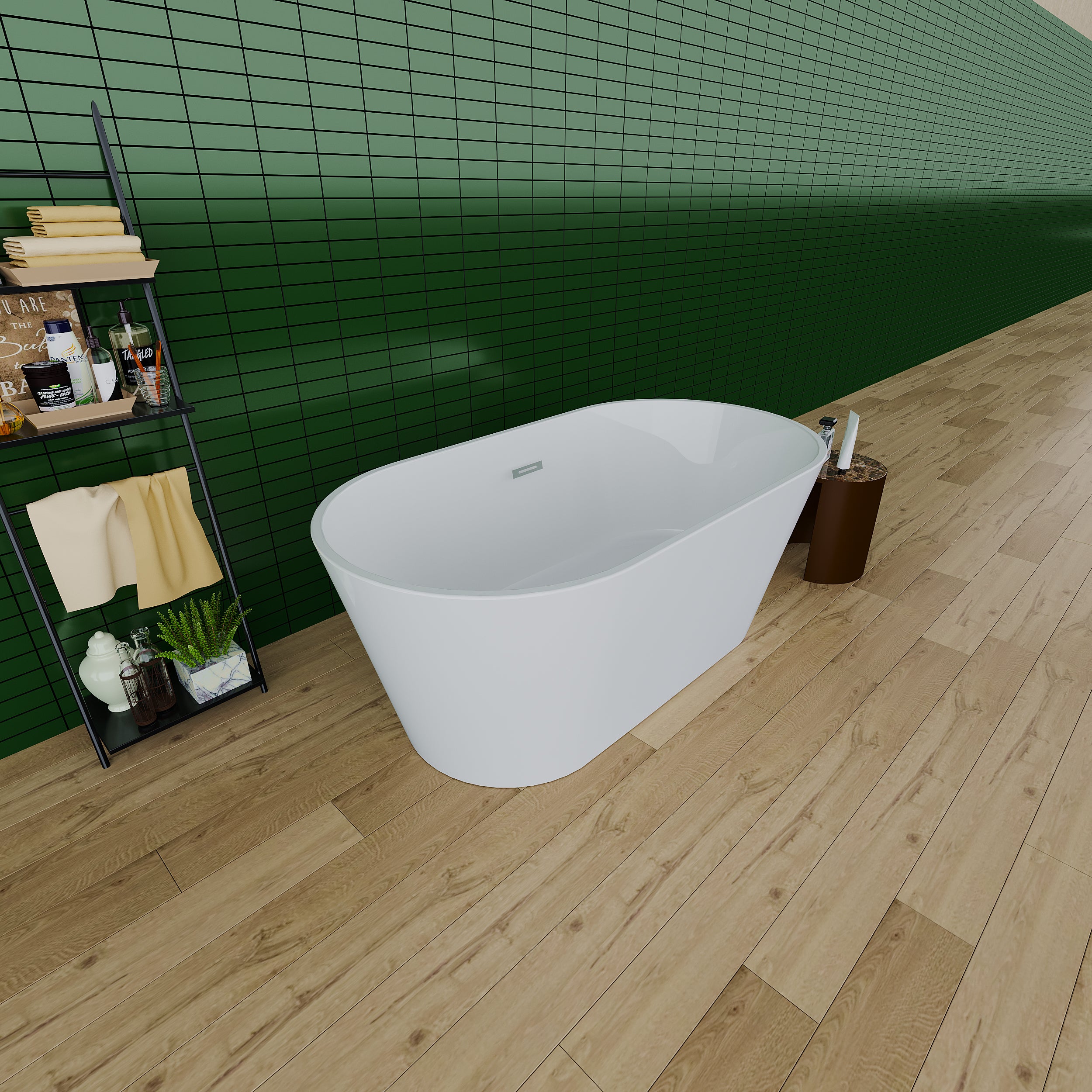 55"/59"/63"/67" Acrylic Freestanding Soaking Bathtub with Drain