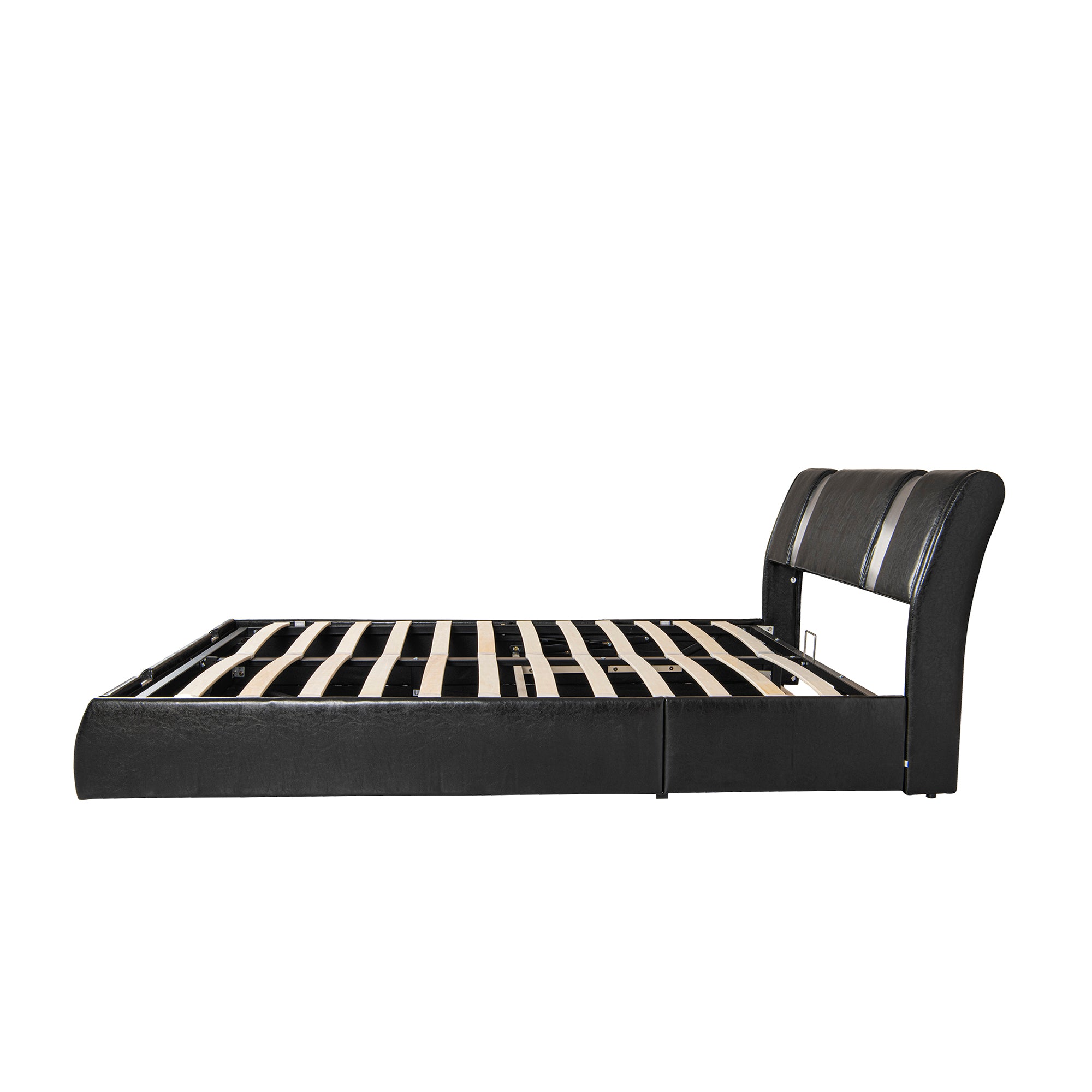  PVC Queen Platform Bed with Hydraulic Storage System