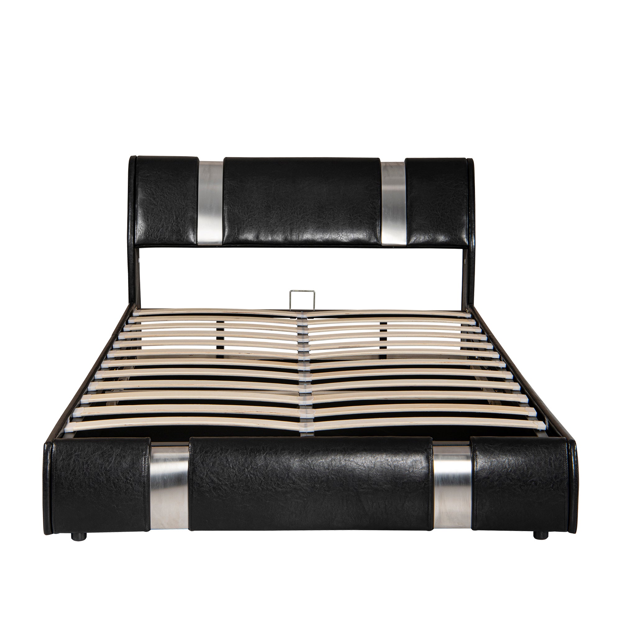  PVC Queen Platform Bed with Hydraulic Storage System