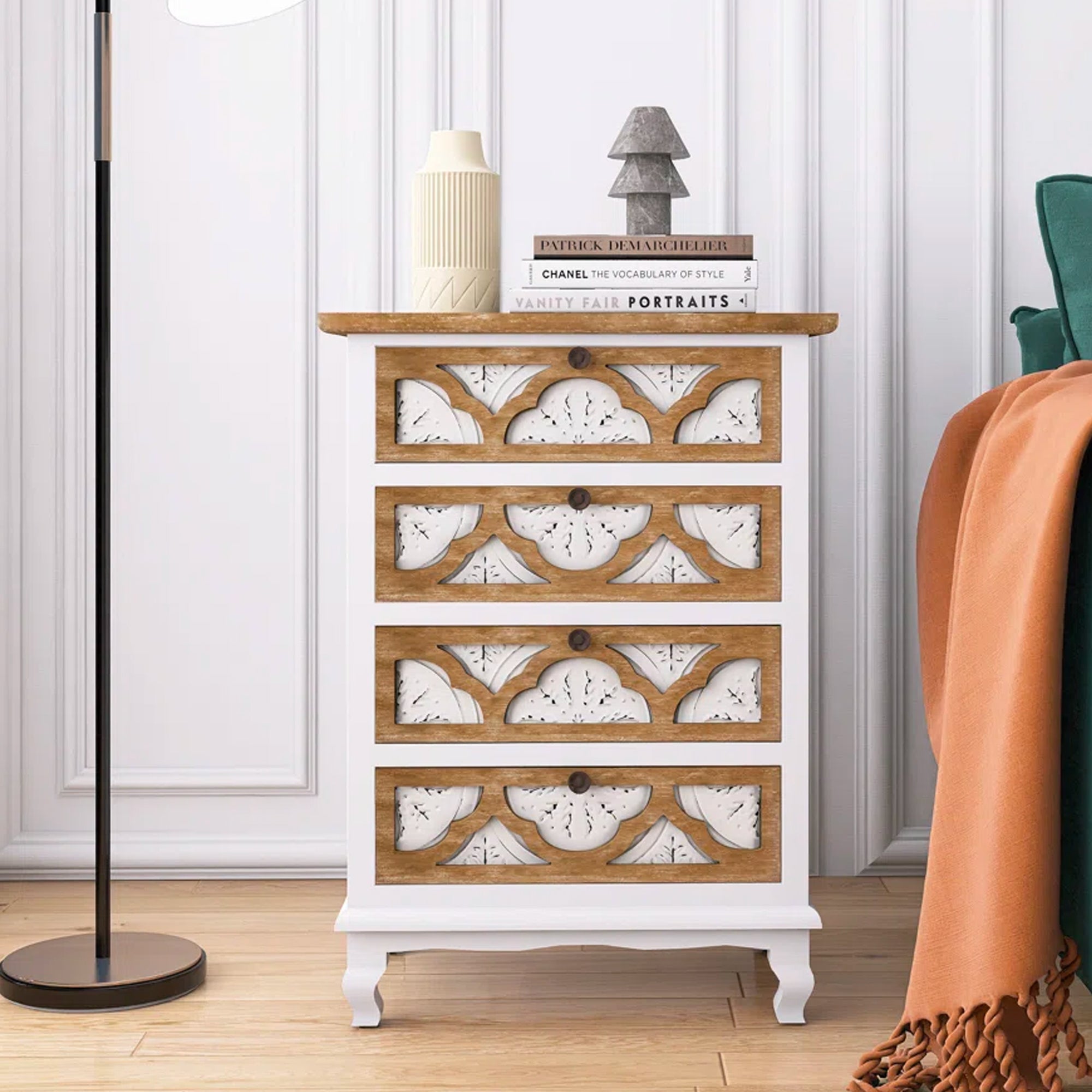 17 Inch 1-door Accent Cabinet in Natural with White Wash