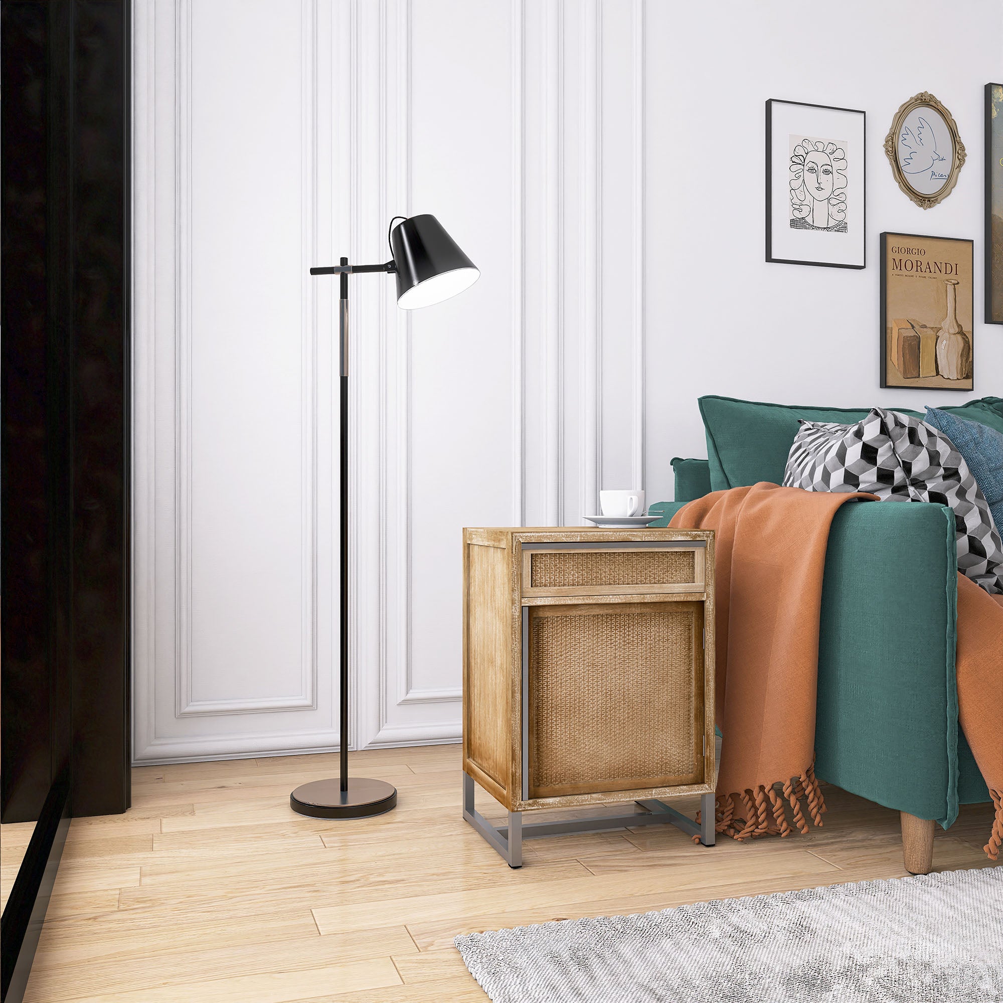 17 Inch 1-door Accent Cabinet in Natural with White Wash