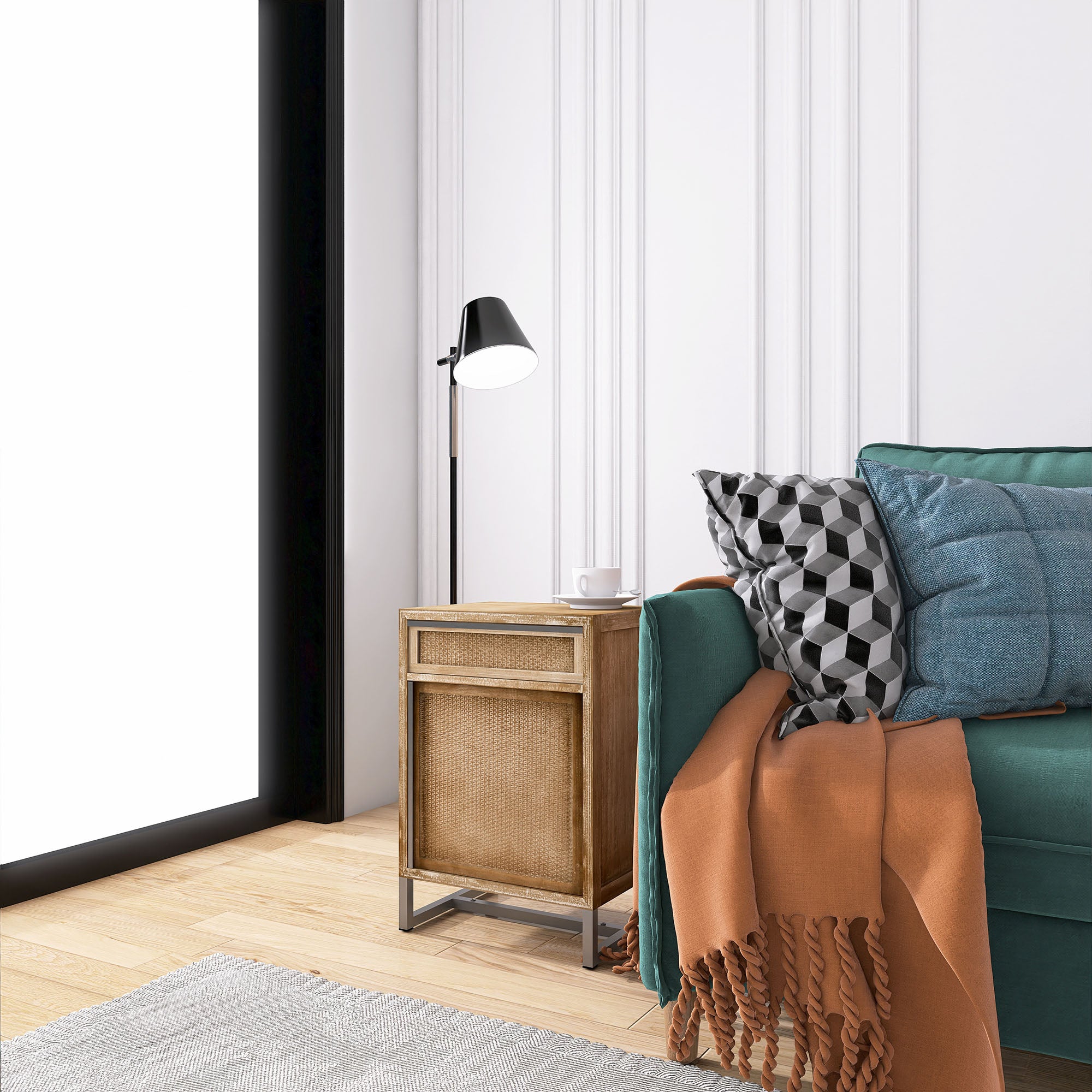 17 Inch 1-door Accent Cabinet in Natural with White Wash