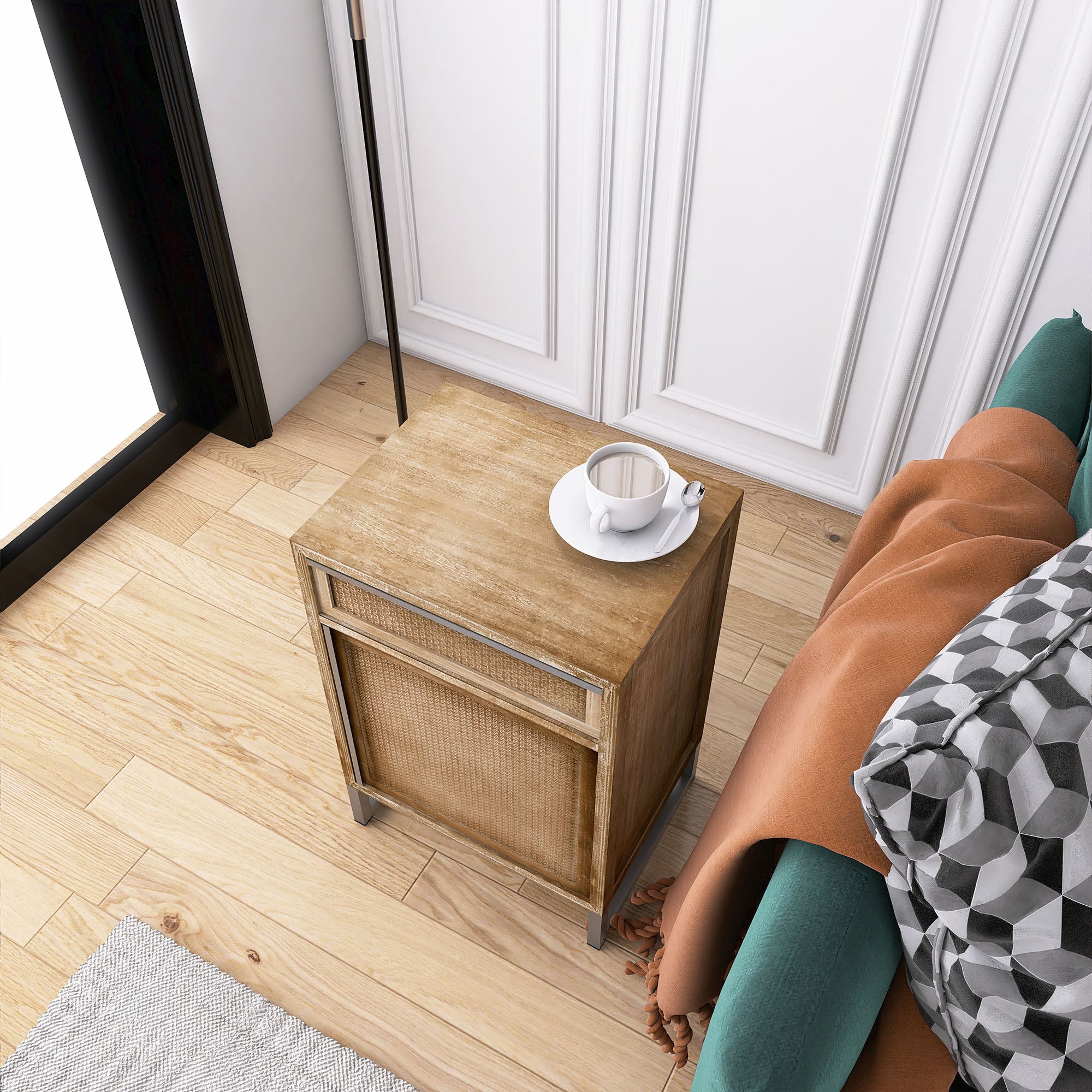 17 Inch 1-door Accent Cabinet in Natural with White Wash