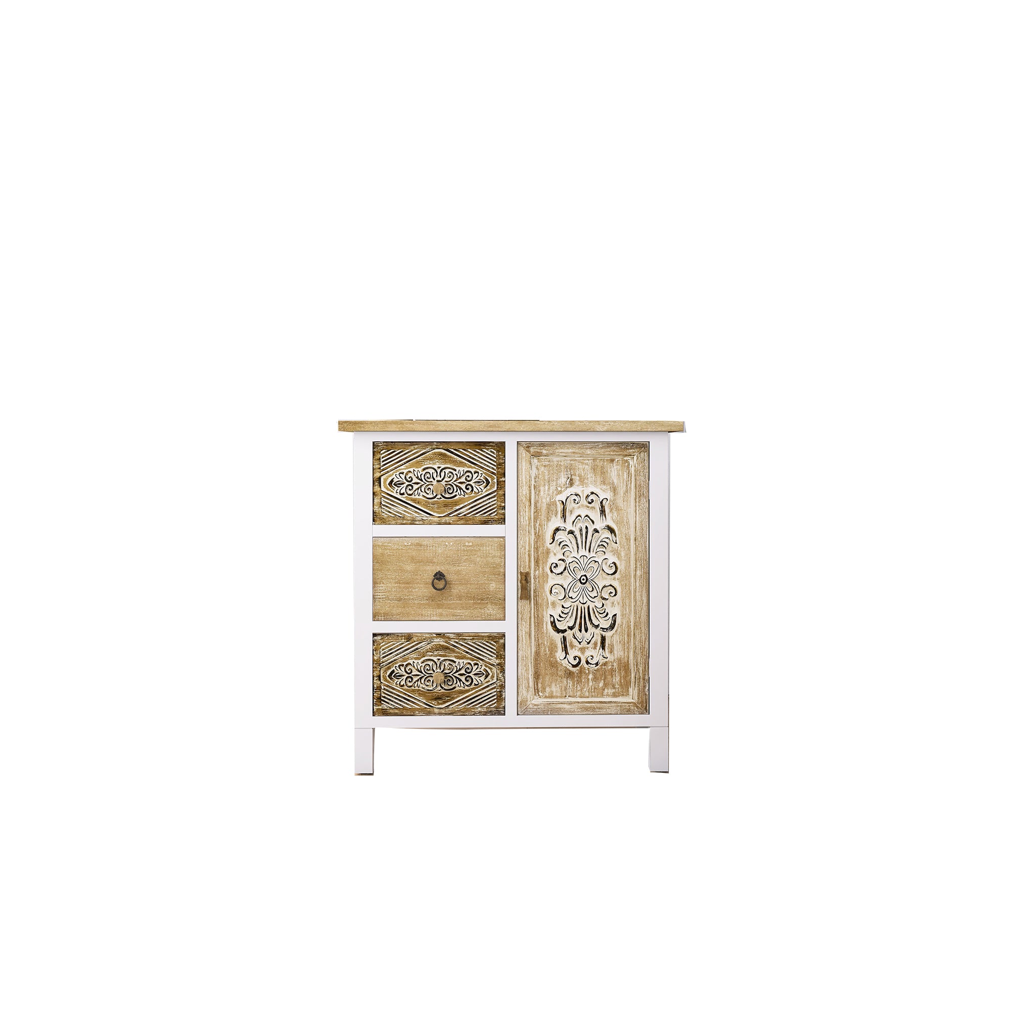 17 Inch 1-door Accent Cabinet in Natural with White Wash