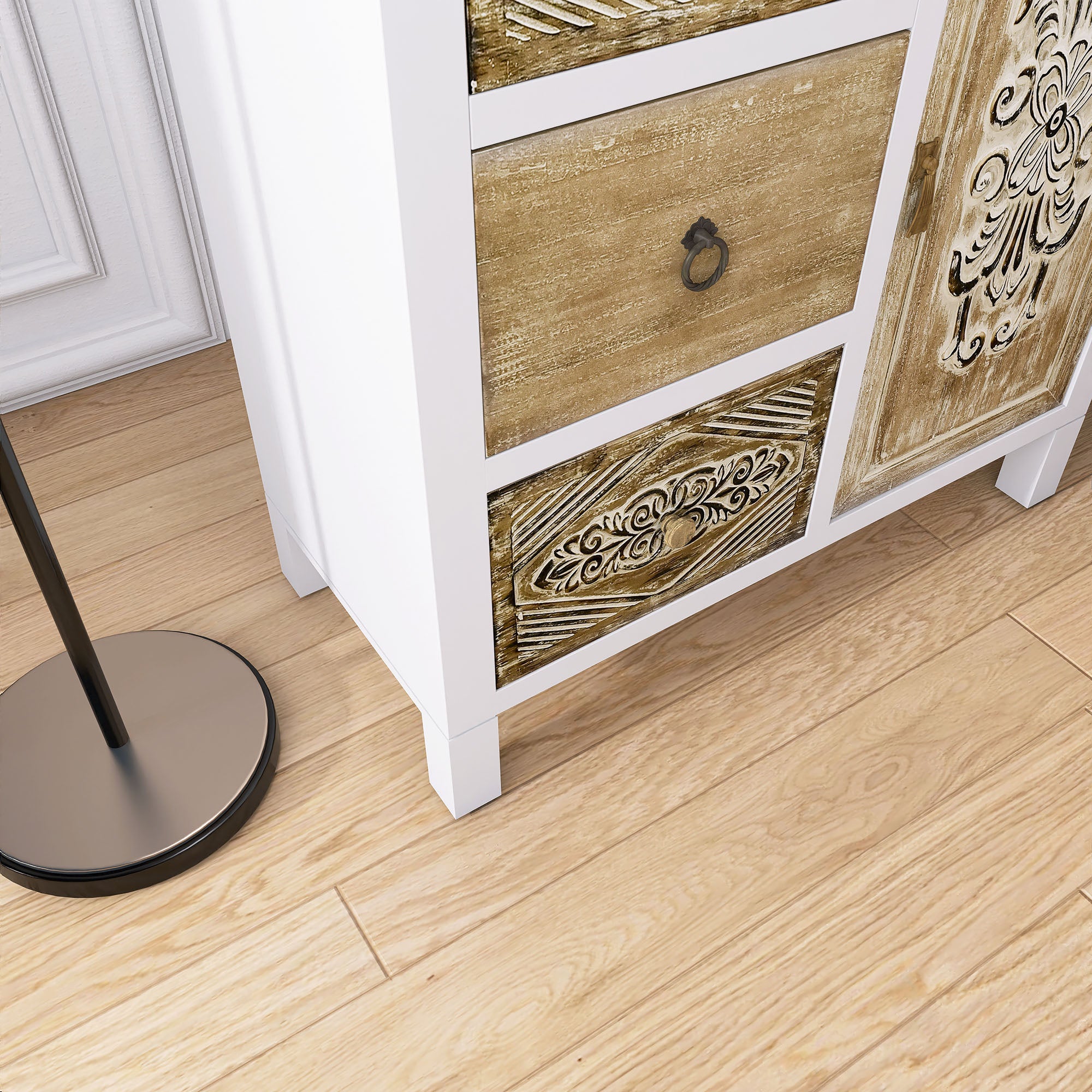 17 Inch 1-door Accent Cabinet in Natural with White Wash