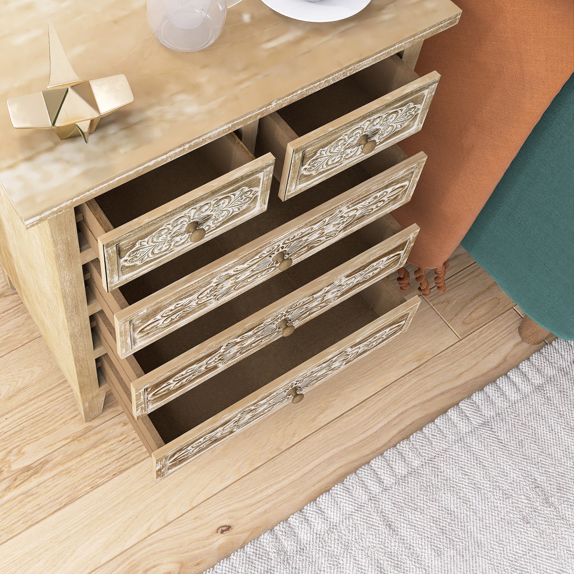 17 Inch 1-door Accent Cabinet in Natural with White Wash
