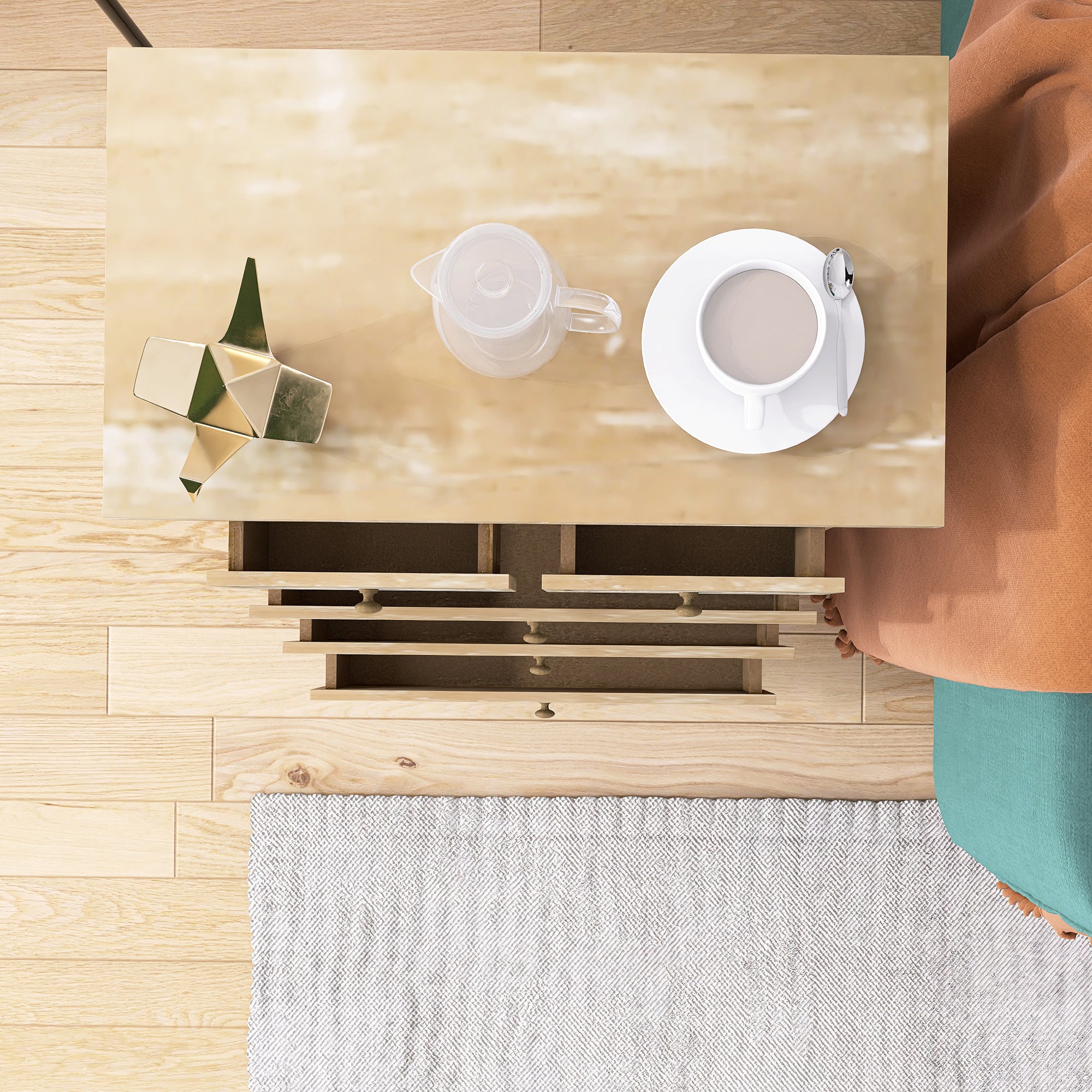 17 Inch 1-door Accent Cabinet in Natural with White Wash