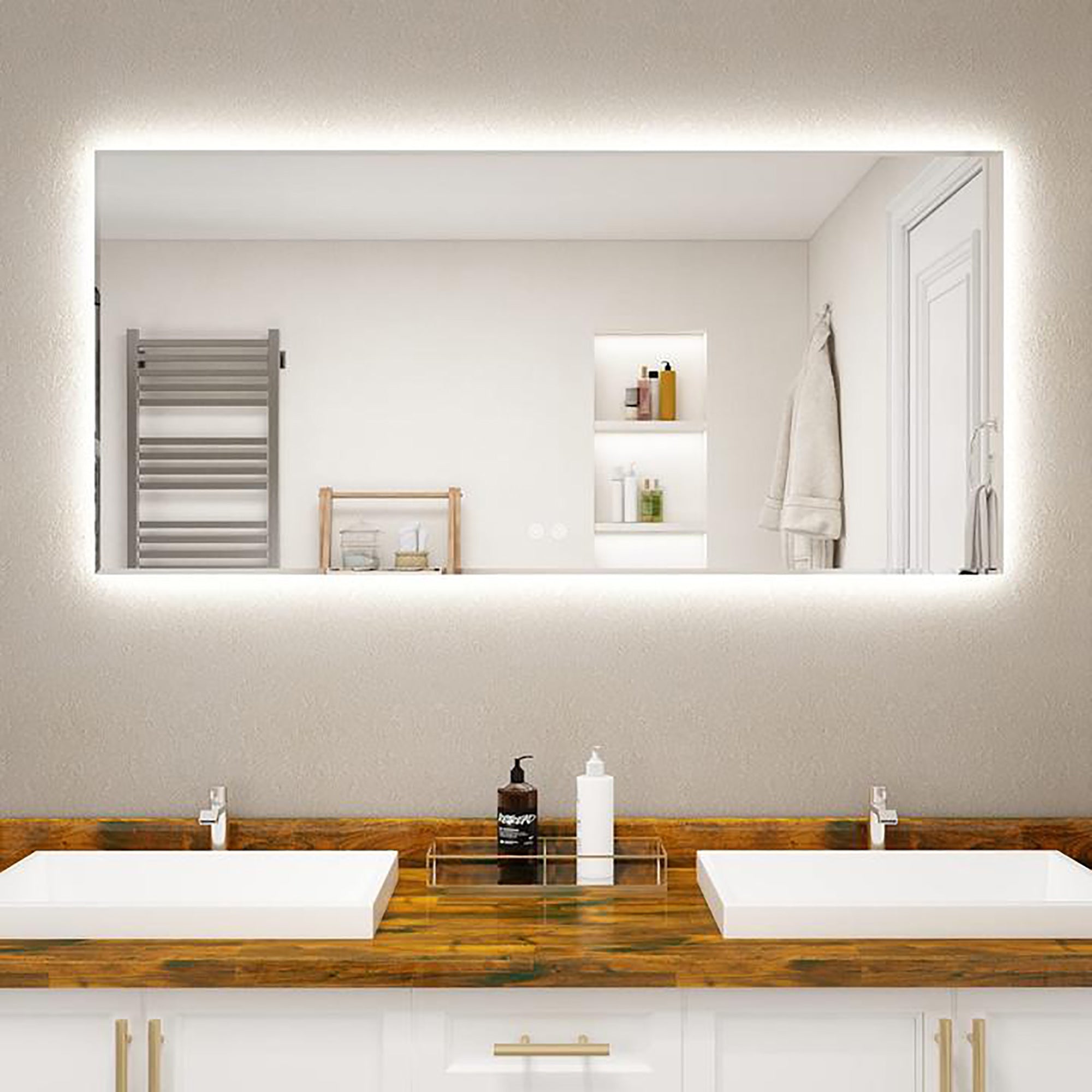 Rectangular Frameless Anti-Fog Wall Mounted LED Bathroom Vanity Mirror
