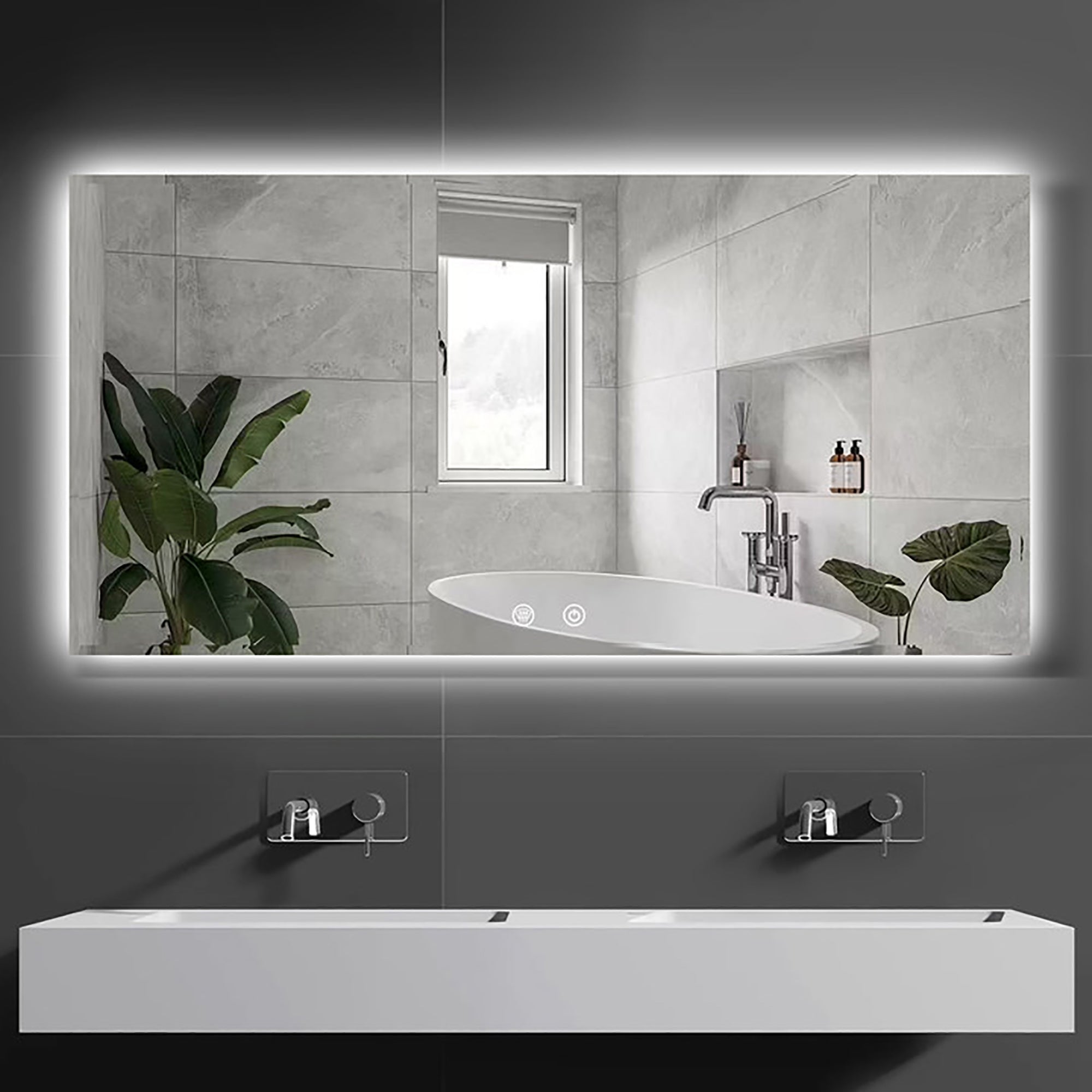 Rectangular Frameless Anti-Fog Wall Mounted LED Bathroom Vanity Mirror