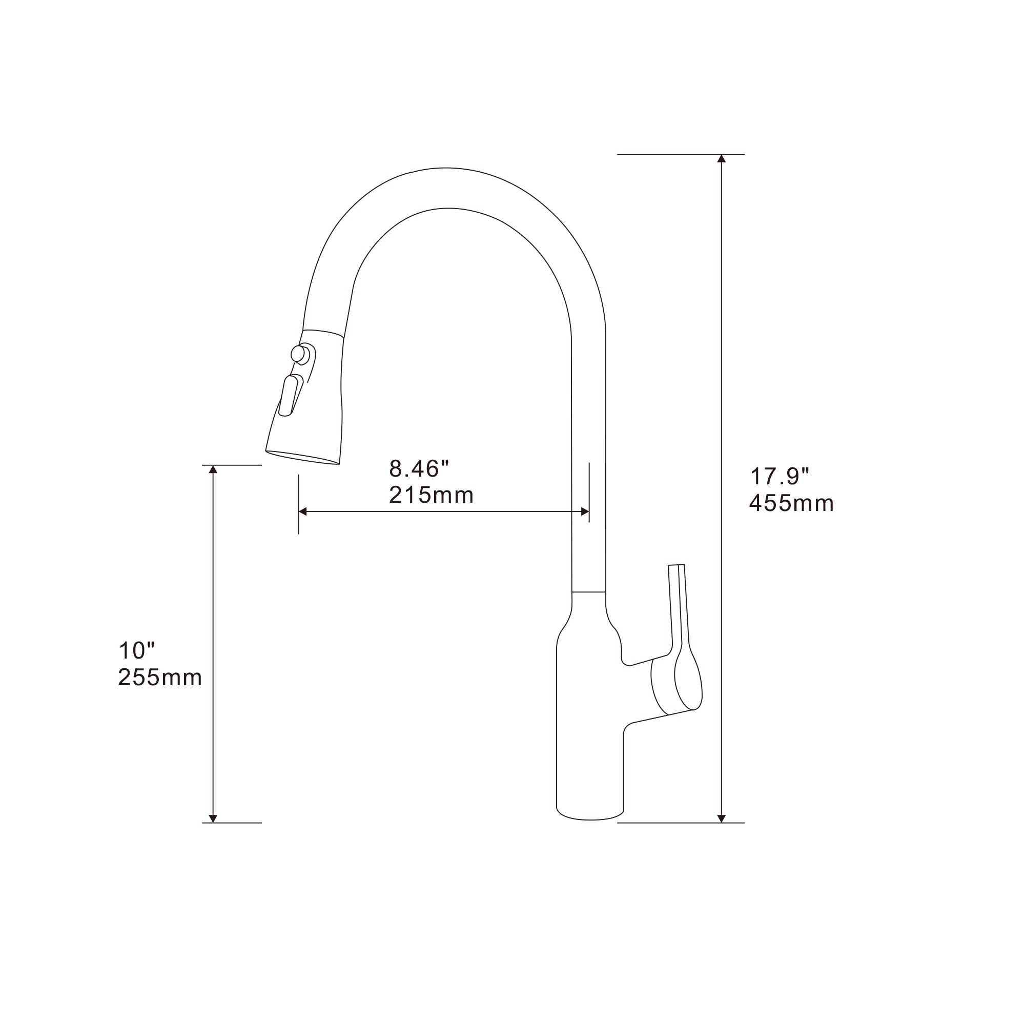 Single Handle Deck Mounted High Arc Pull Down Brass Kitchen Faucet(606)