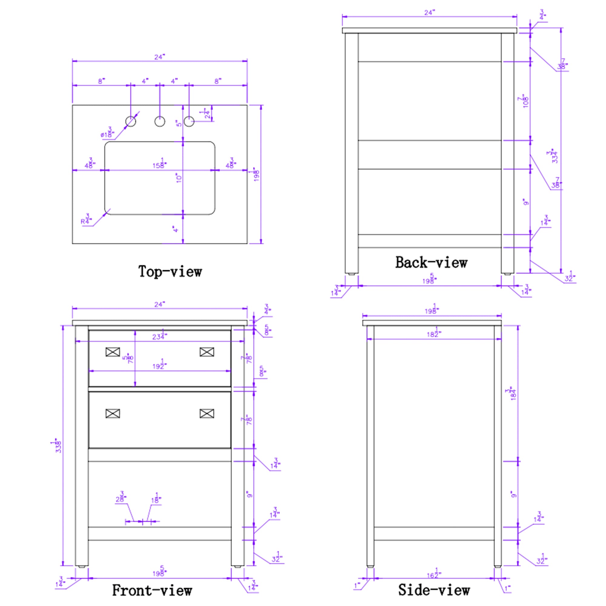 24/30 inch Plywood Freestanding Bathroom Vanity Set with Open Shelf and Ceramic Sink
